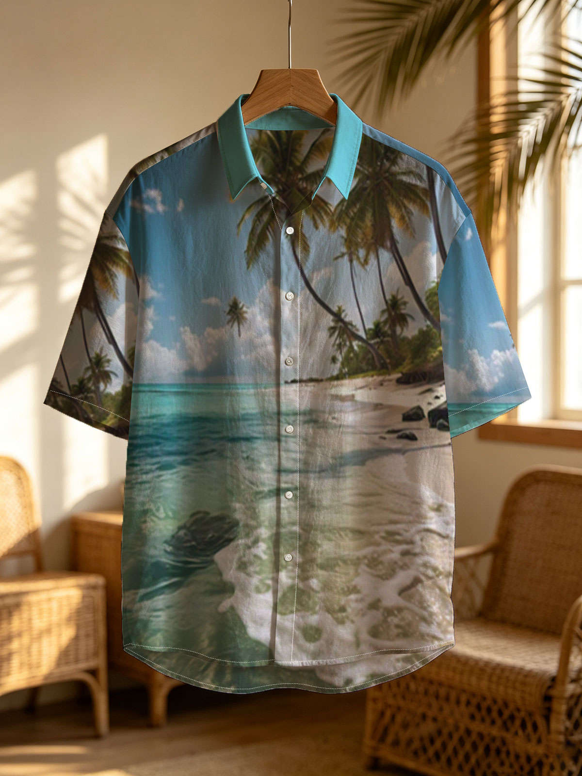 Tropical Beach with Palm Trees and Crystal Clear Water -  Shirt