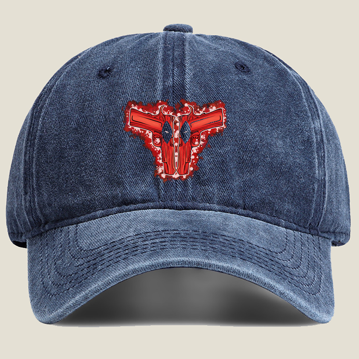 Deadpool: Dual Pistols Design - Washed Denim - Baseball Cap