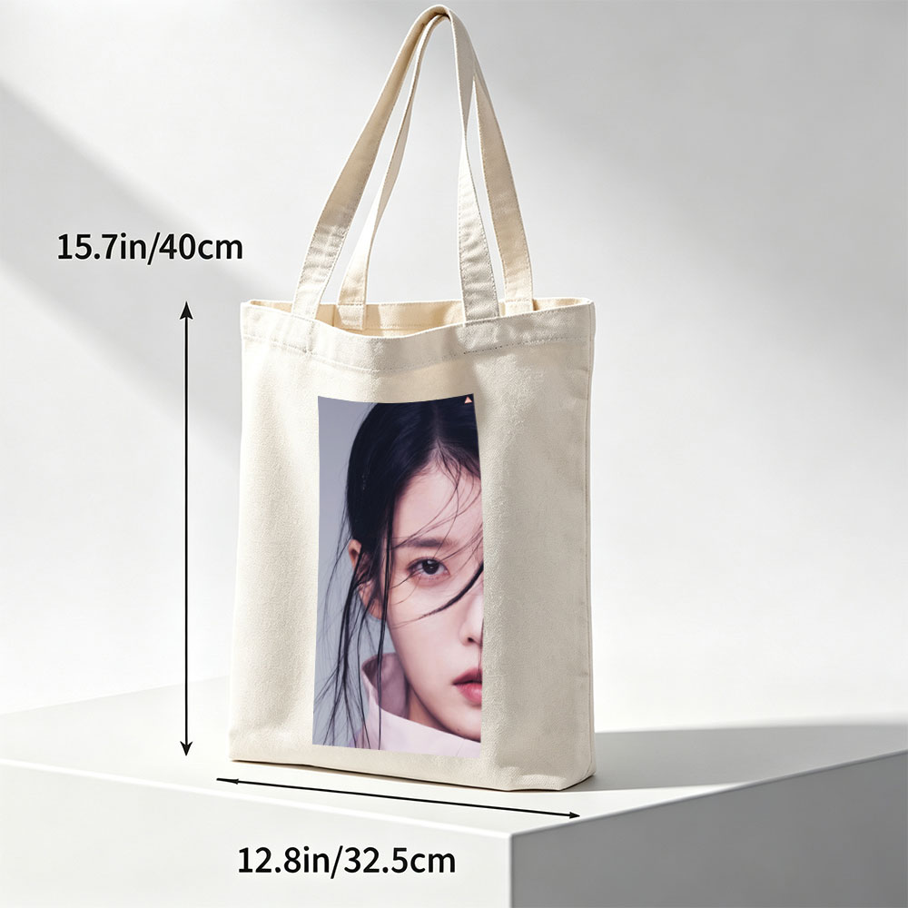 IU Close-Up Portrait with Soft Lighting and Gentle Expression - Canvas tote bags