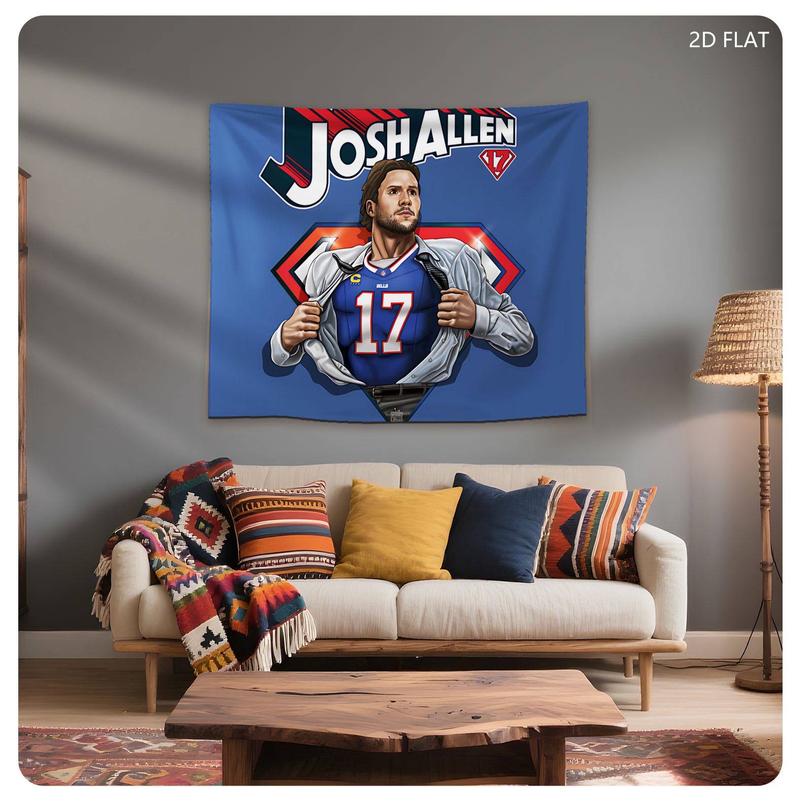 Josh Allen Superhero Transformation - Buffalo Bills QB #17 - Tapestry
