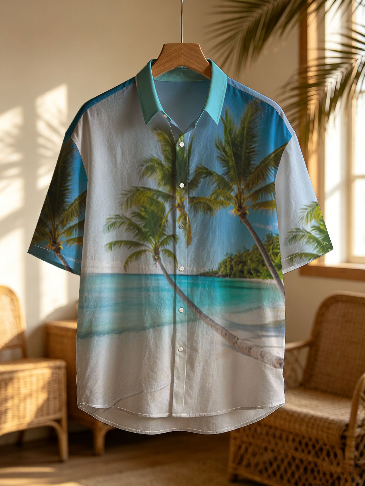 Tropical Beach with Palm Trees and Crystal Clear Water -  Shirt