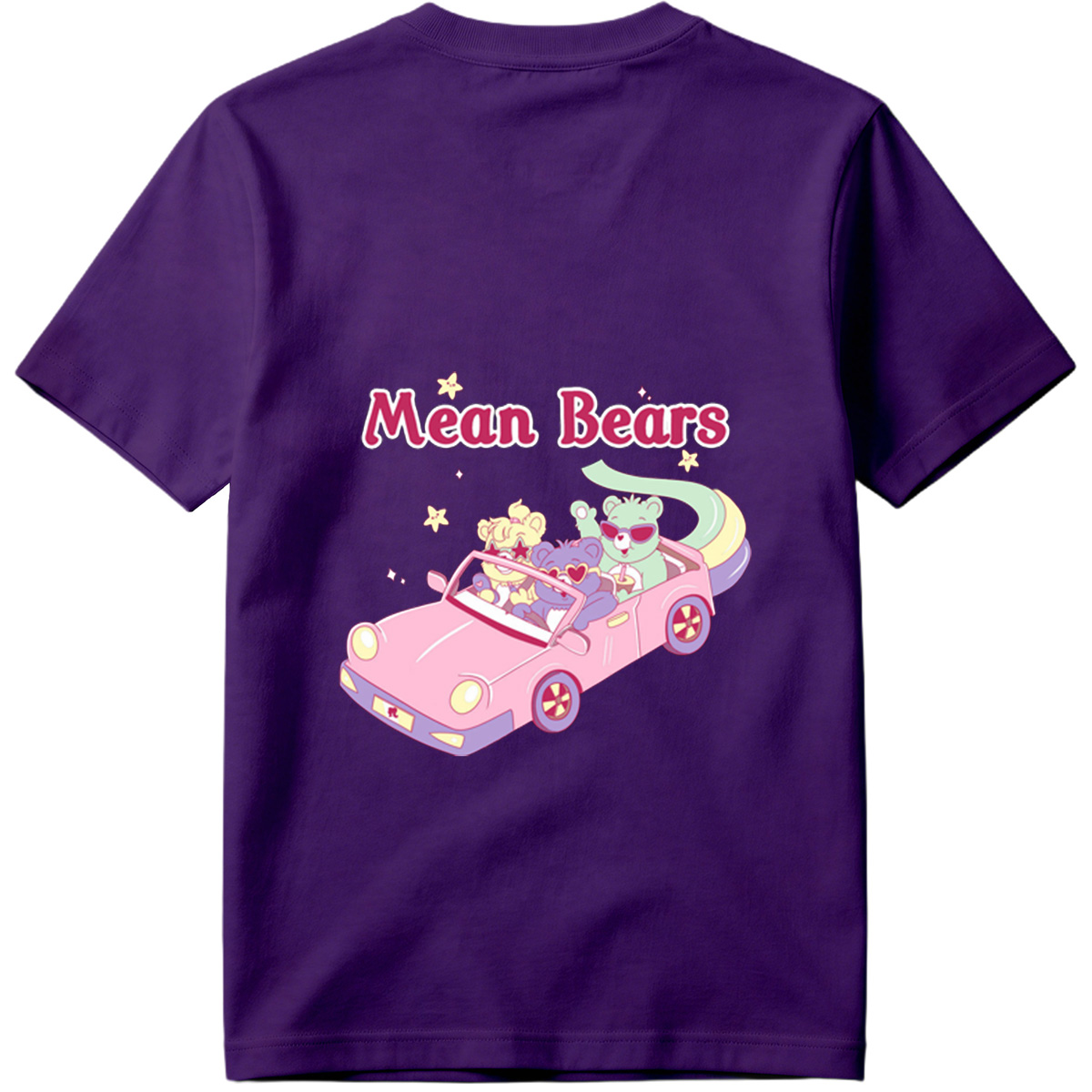 Mean Bears in a Pink Car with Three Cute Characters - Tee