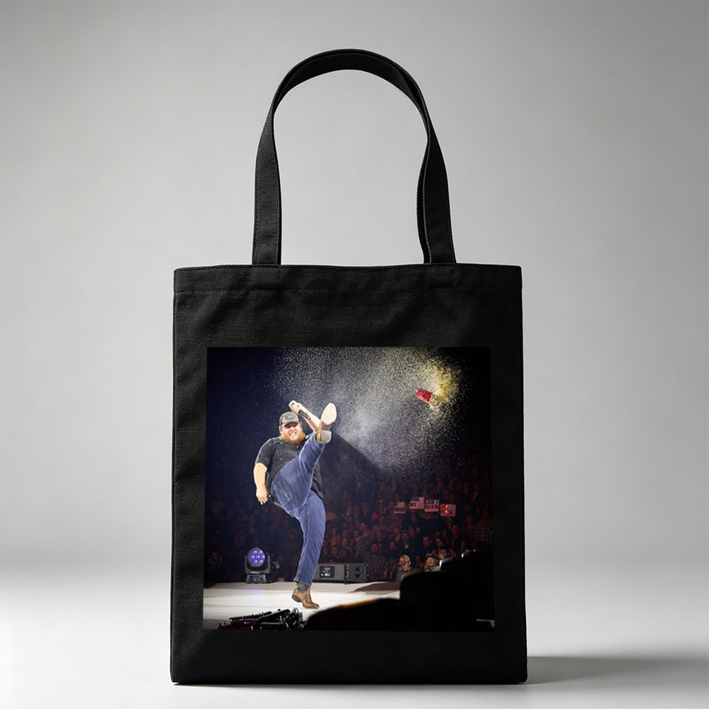 Luke Combs Kicks Can of Confetti on Stage During High-Energy Performance - Canvas tote bags