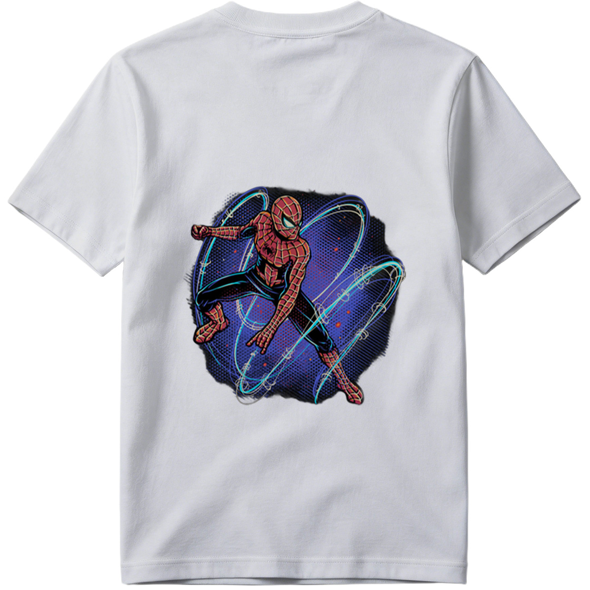Spider-Man in Action with Dynamic Web Swirls - Tee