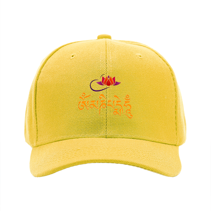 1pc New Baseball Cap with Lotus Flower and Tibetan Script Print Unisex Adjustable Hat for Outdoor Activities and Casual Wear Suitable for Adults and Teenagers