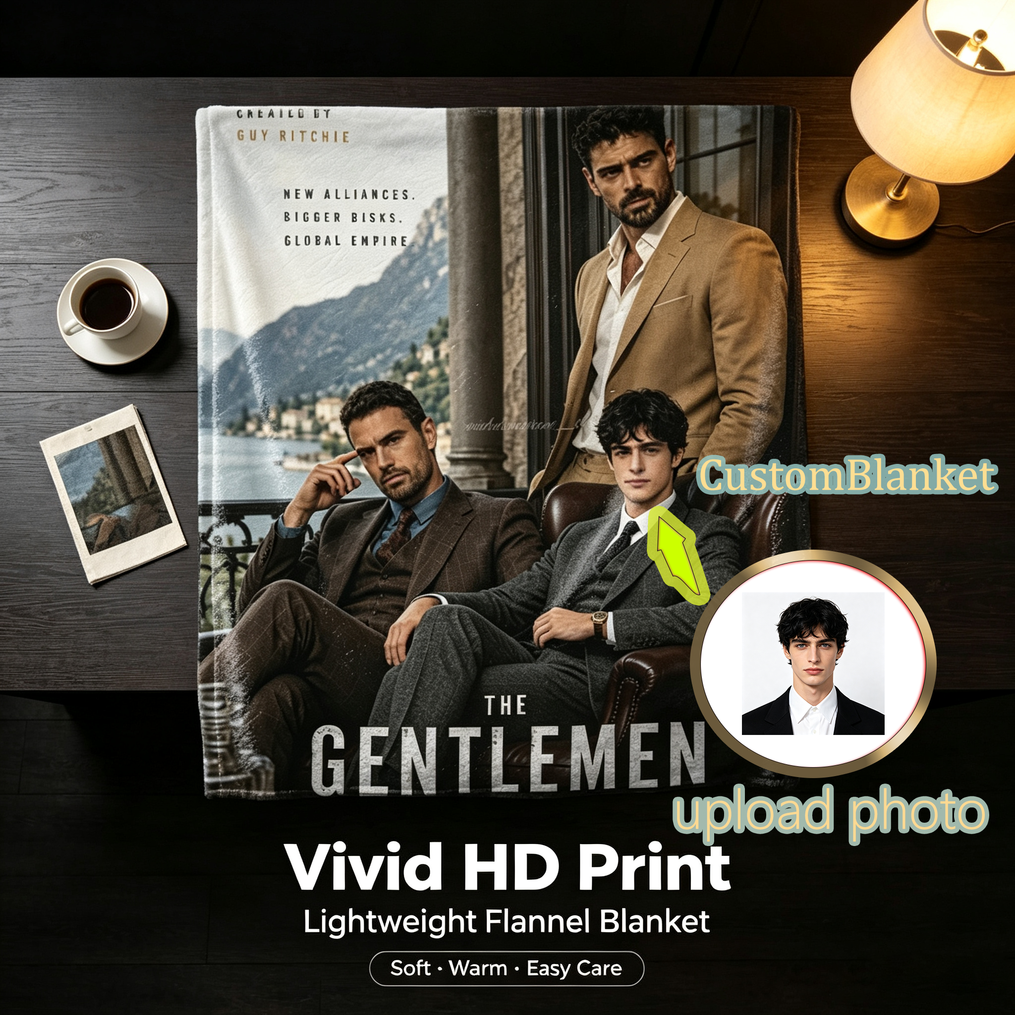 Custom Face Blanket The Gentlemen Season 2 Flannel Blanket for Couch, Bed, or Travel Perfect Gift for Fans of Netflix Series and Guy Ritchie Drama