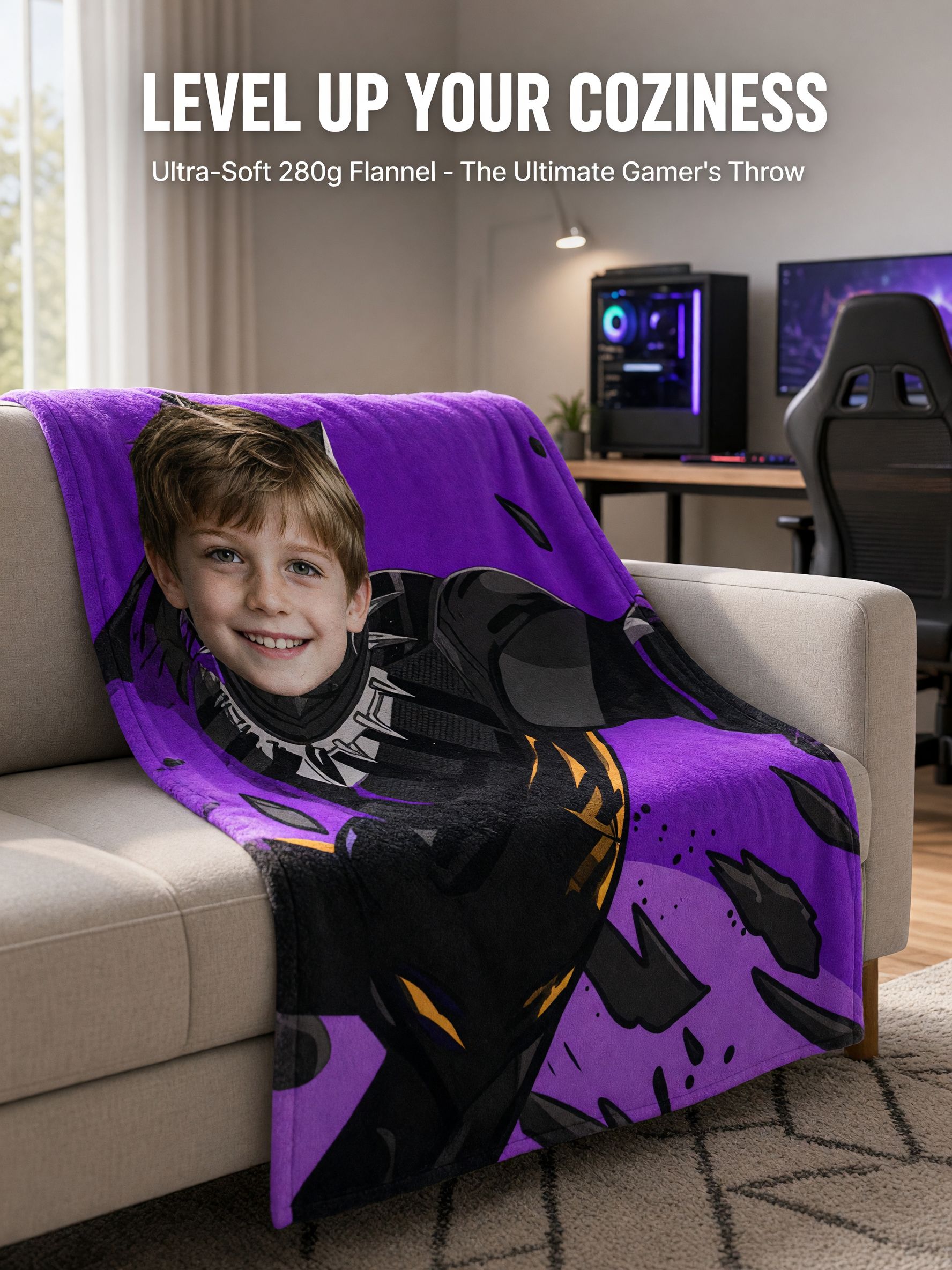 Custom Photo Face Superhero Flannel Blanket Ultra Soft Personalized Hero Graphic Throw for Kids and Adults Bed Couch
