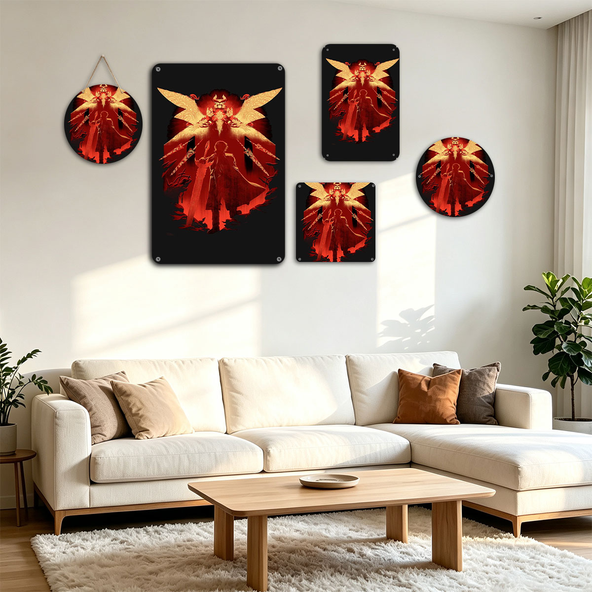 Demon King and Warrior: Shadow Duel in Crimson Realm - painting