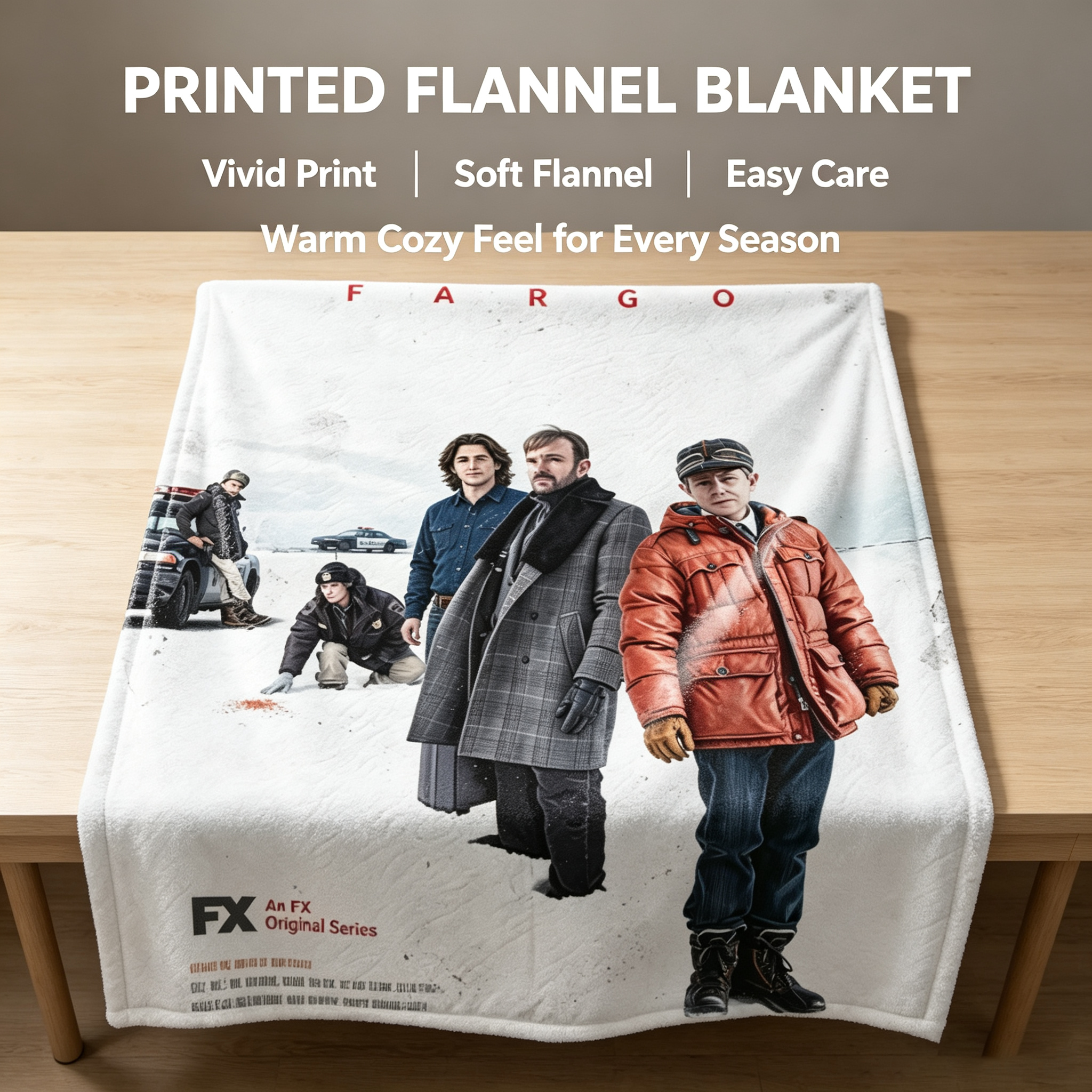 Custom Face Blanket Fargo TV Series Flannel Blanket Cozy Winter Gift for Fans and Collectors