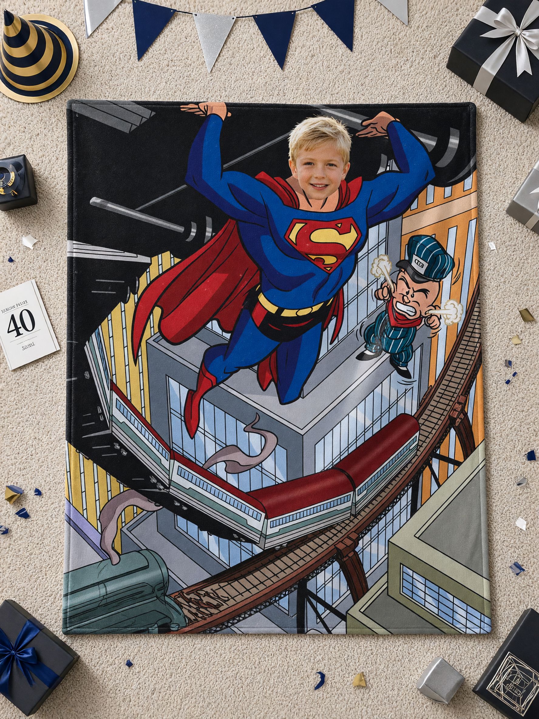 Custom Face Blanket Personalized Superhero Comic Throw Ultra Soft Flannel Cozy Bed Couch Kids Unique Keepsake Gift