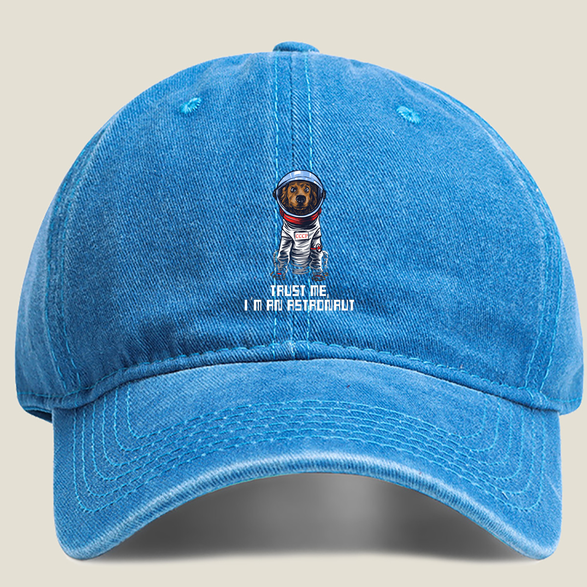Cosmic Canine: Trust Me, I'm an Astronaut - Washed Denim - Baseball Cap
