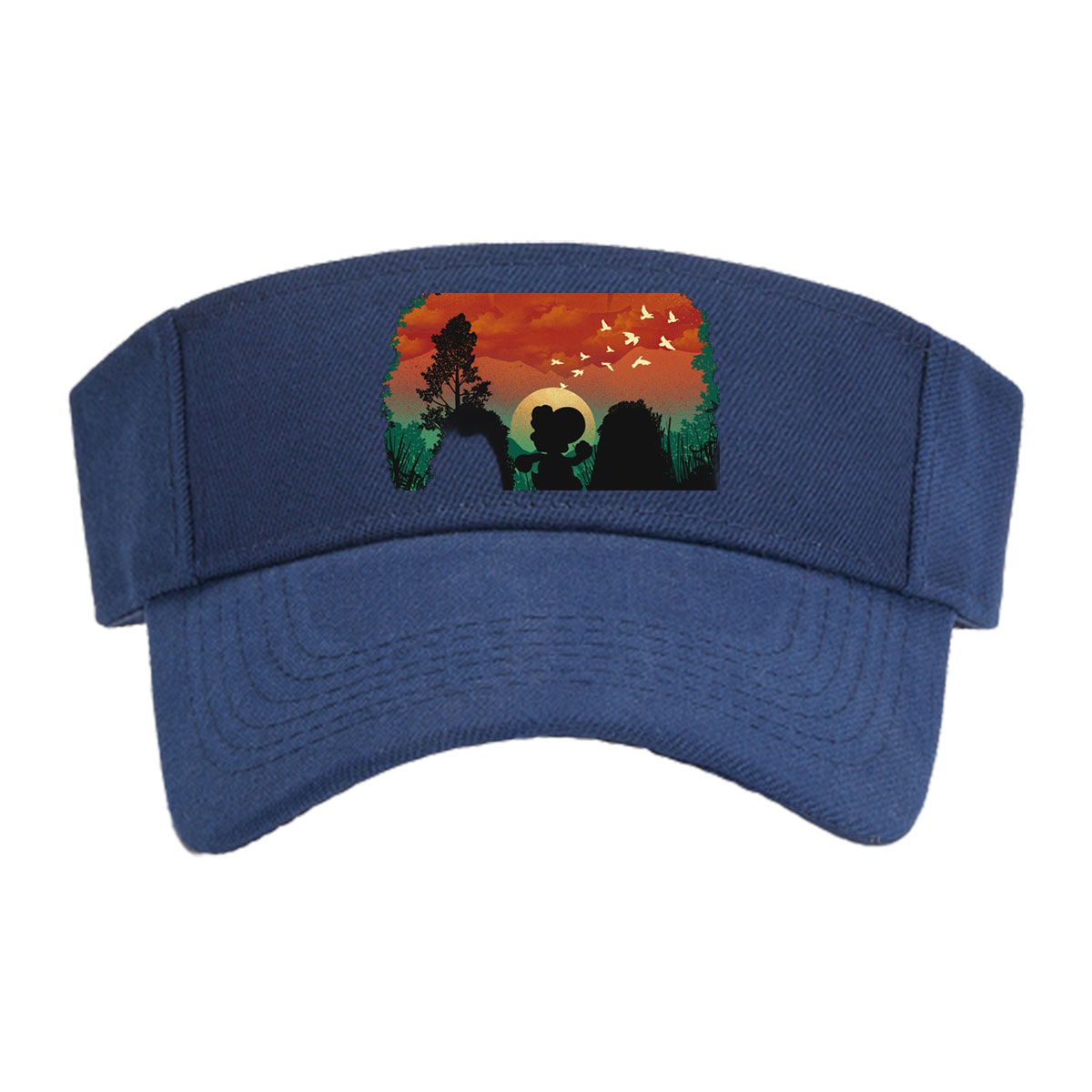 Mickey Mouse Silhouette at Sunset with Birds Flying -  Visor cap