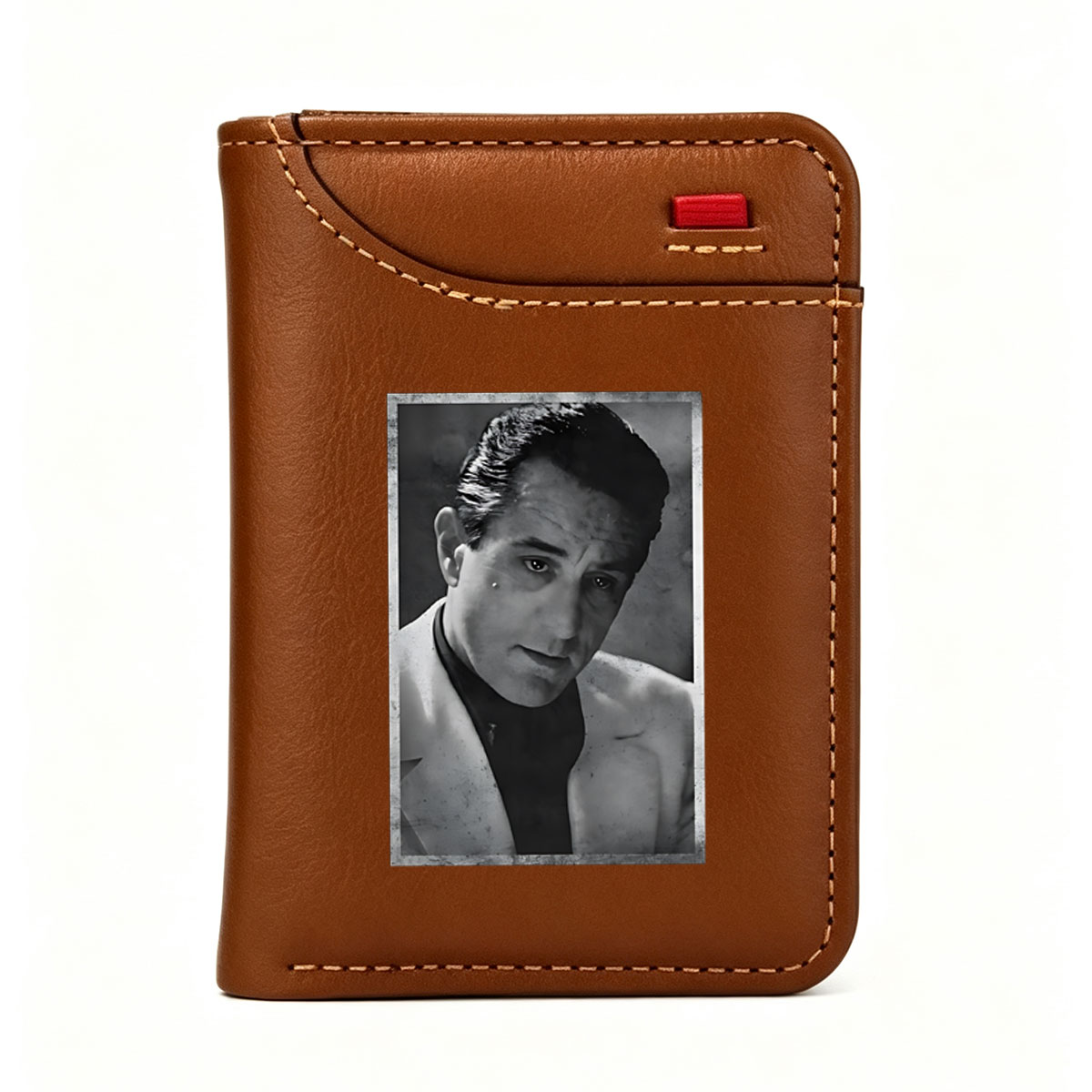 Classic Black-and-White Portrait of a Man in a Suit and Turtleneck - Vertical Style Wallet