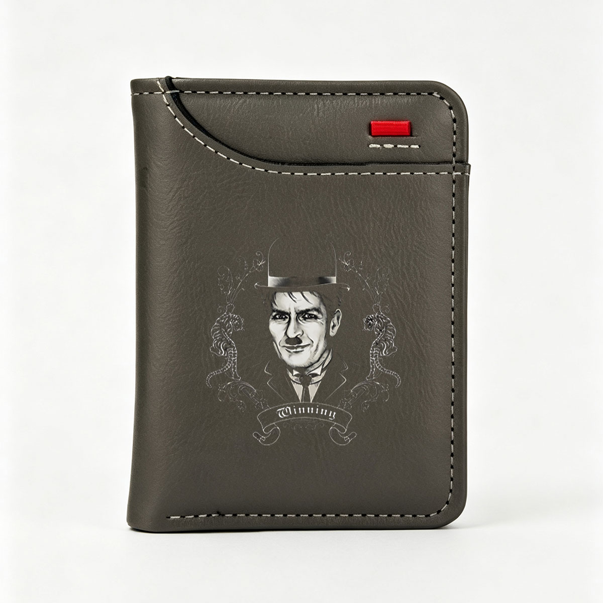 Winning: Mr. Monopoly with Tigers and Flourish Design - Vertical Style Wallet