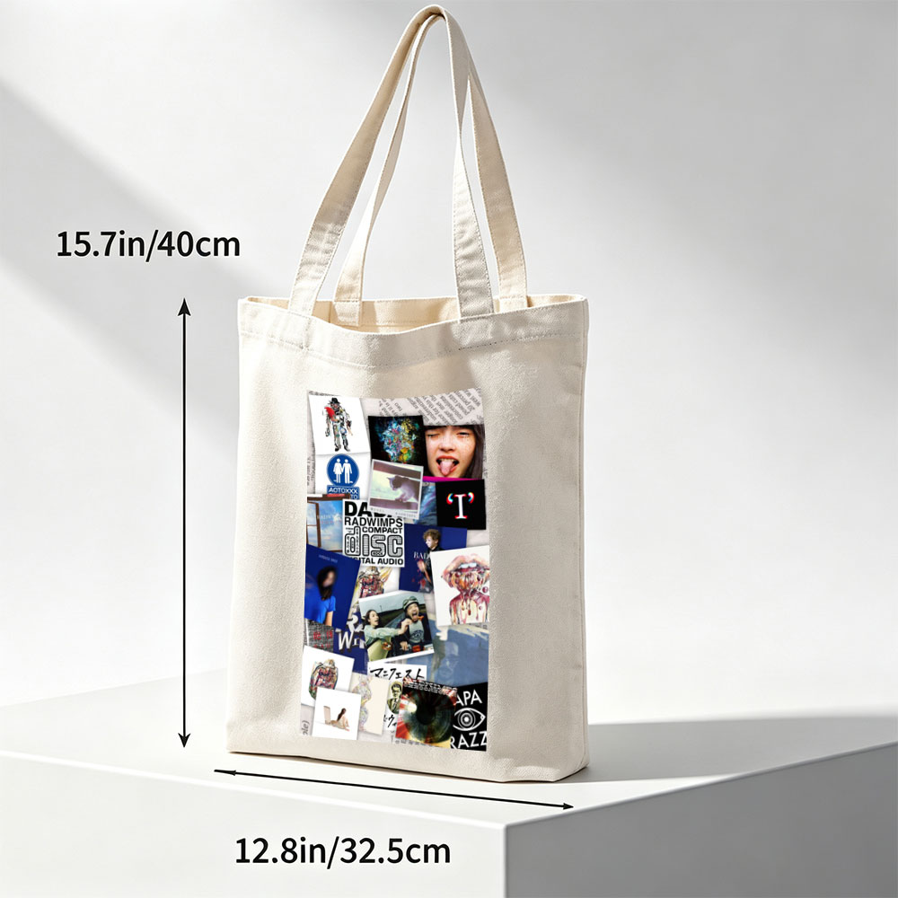 RADWIMPS Music Collage Featuring Album Art, Band Members, and Abstract Imagery - Canvas tote bags