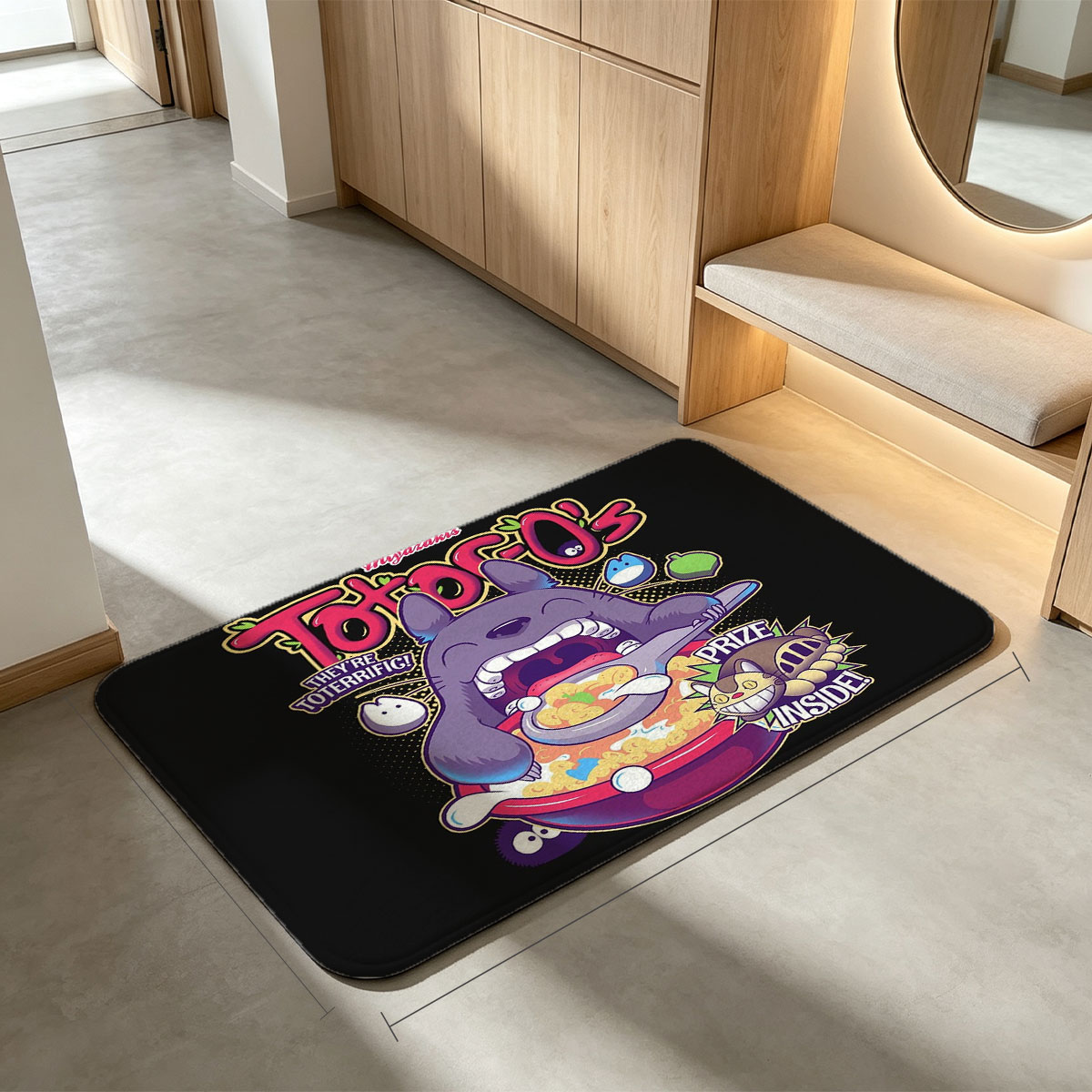 Miyazaki's Totoro's Cereal: They're TOTERRIFIC! Prize Inside! - Flannel floor mat