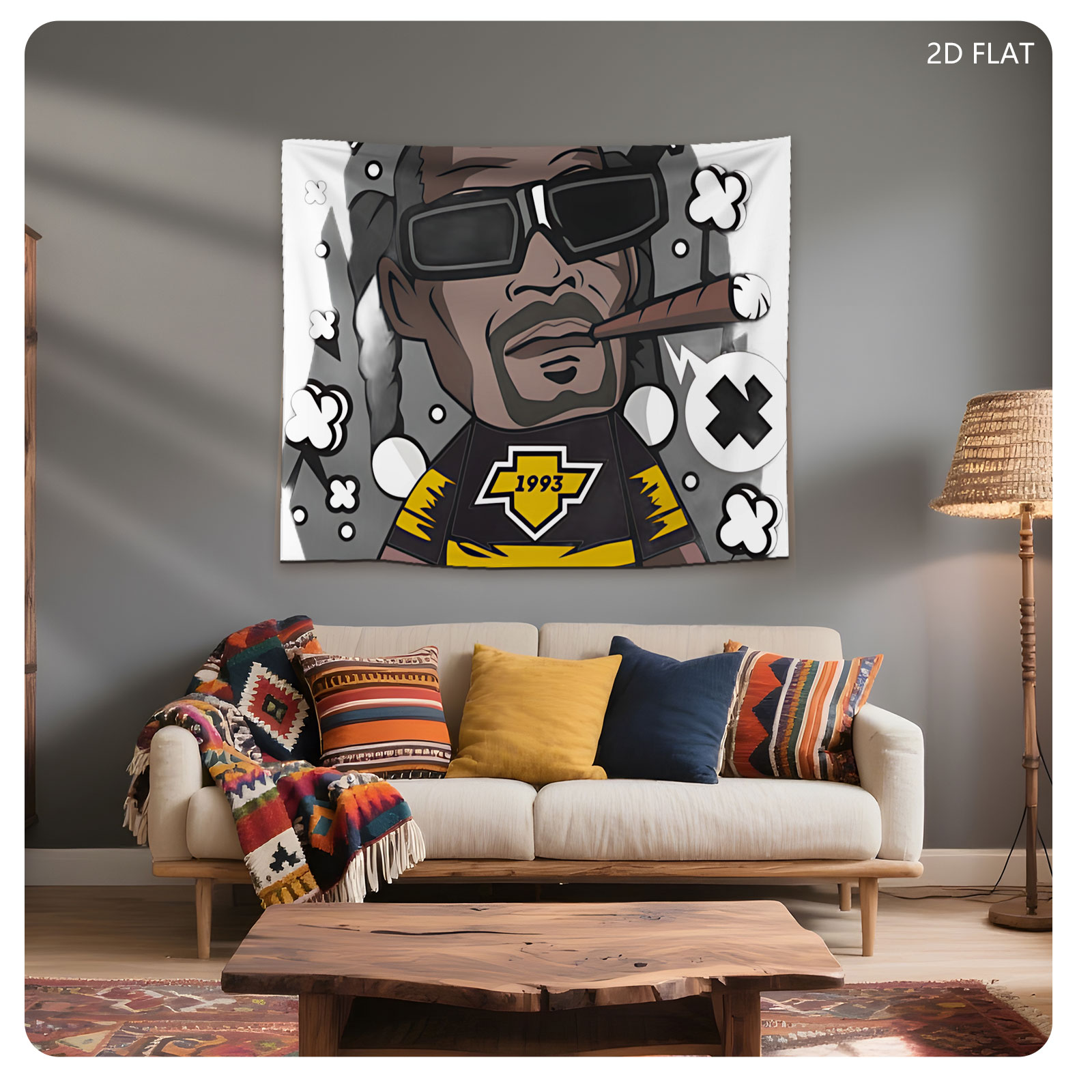 Snoop Dogg Cartoon Character with Cigar and 1993 Jersey - Tapestry