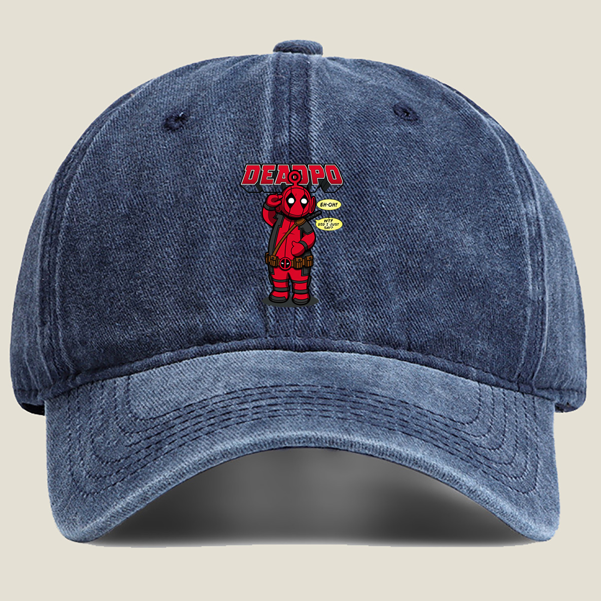 Deadpool Chibi Character Design - Washed Denim - Baseball Cap