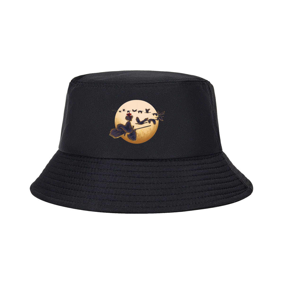 Mulan Flying on a Broomstick with Geese Against the Moon - Fisherman's Hat