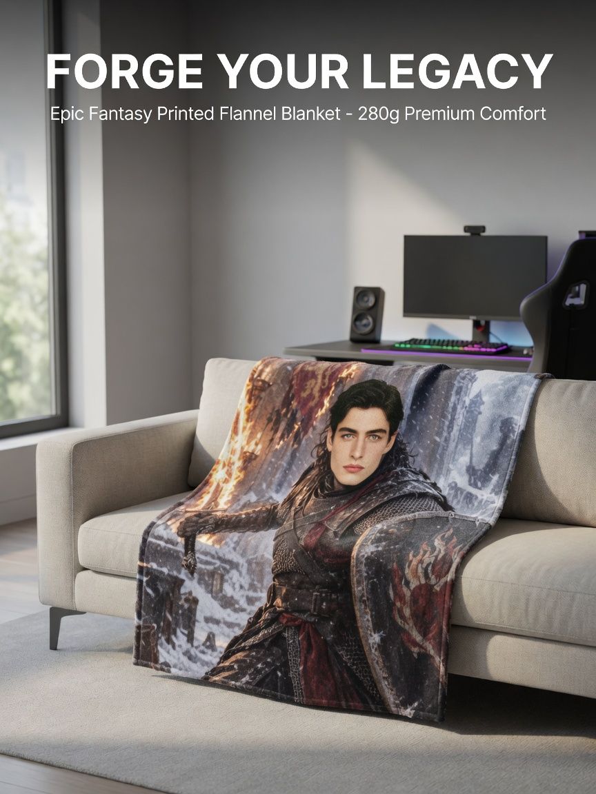 Custom Face Knight Warrior Flannel Blanket Personalized Fantasy Hero Photo Throw Bed Sofa Decor Gift
