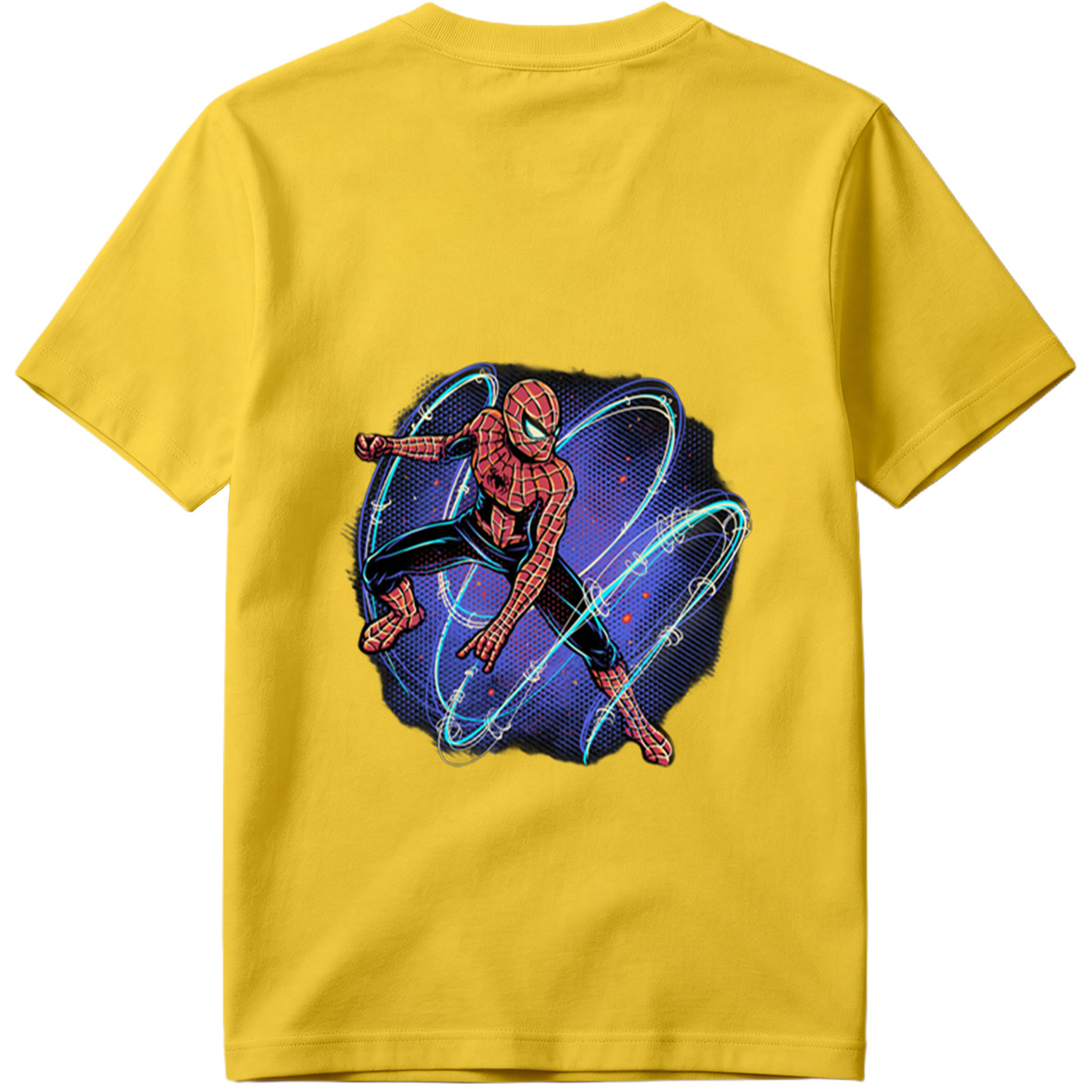 Spider-Man in Action with Dynamic Web Swirls - Tee