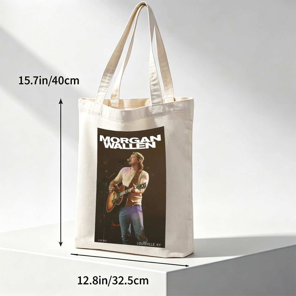 Morgan Wallen Live Performance Playing Guitar on Stage in Louisville, KY - Canvas tote bags