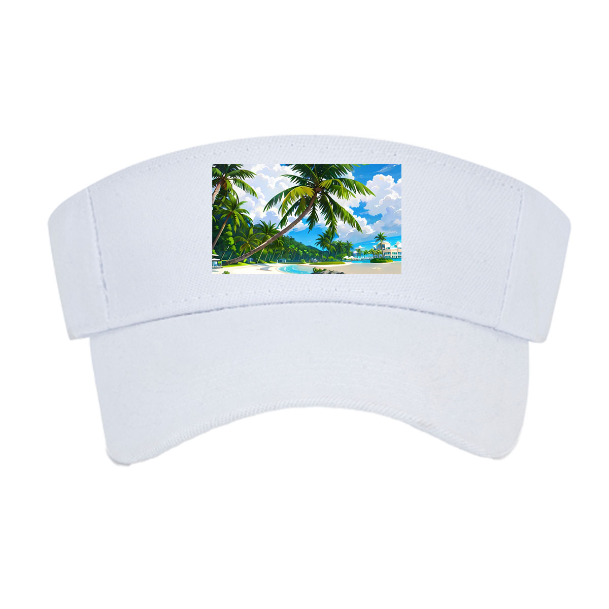 Tropical Beach with Palm Trees and Clear Blue Water -  Visor cap