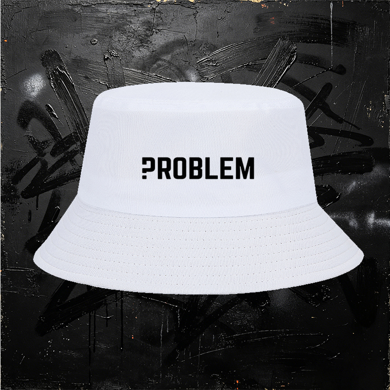 Unisex Fisherman Hat with Problem Print Design - Classic Cotton Bucket Hat for Outdoor Activities, Travel, and Casual Wear - Suitable for Men and Women Seeking Stylish Sun Protection and Comfortable Fit