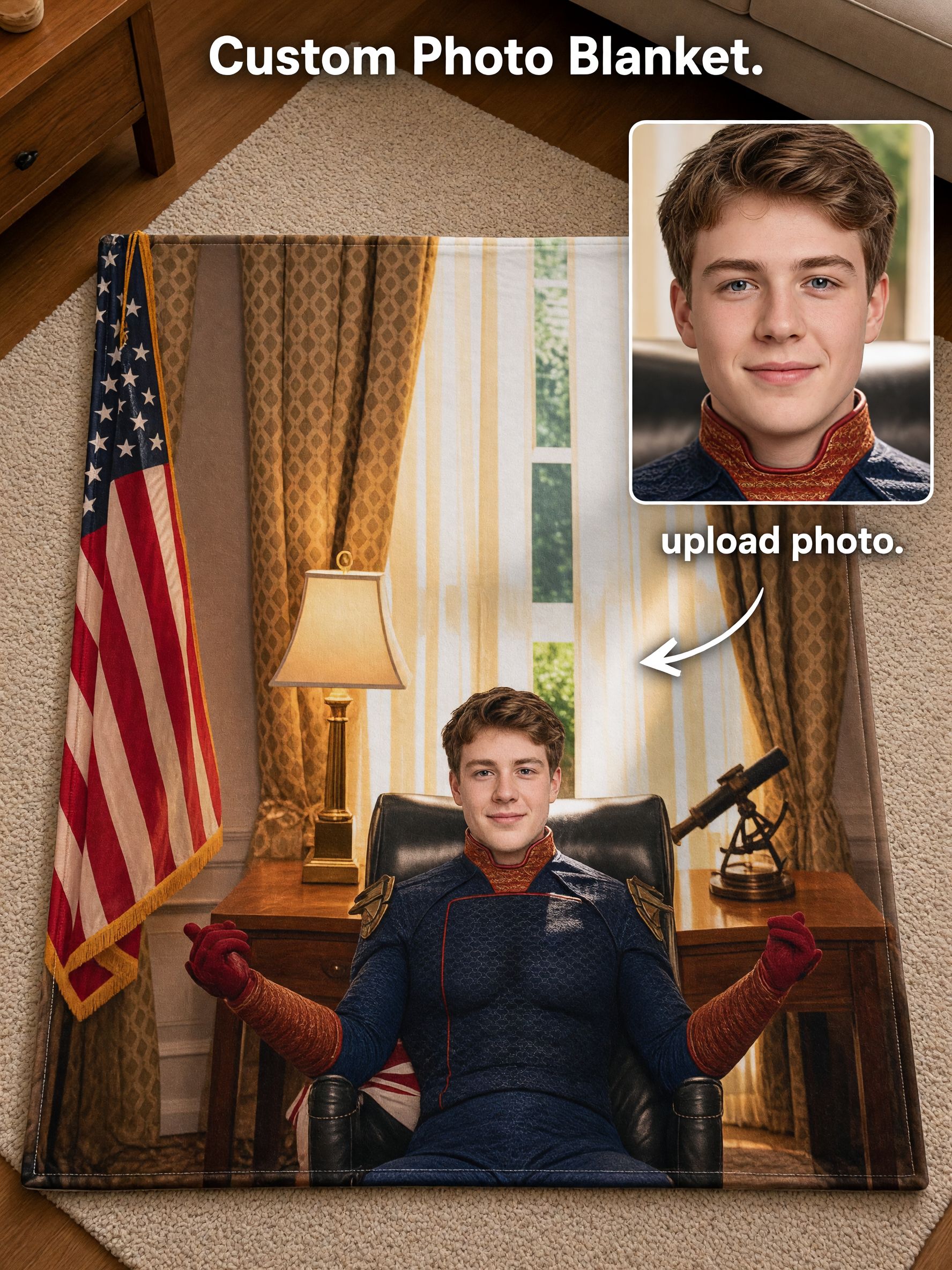 Custom Face Photo Flannel Blanket Personalized Ultra Soft Fleece Throw for Bed Sofa Cozy Keepsake Gift