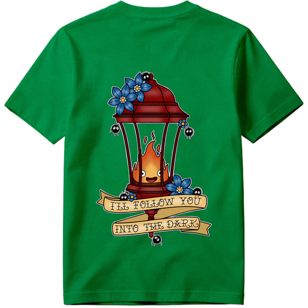 Lantern Flame with Blue Flowers and Moths: 