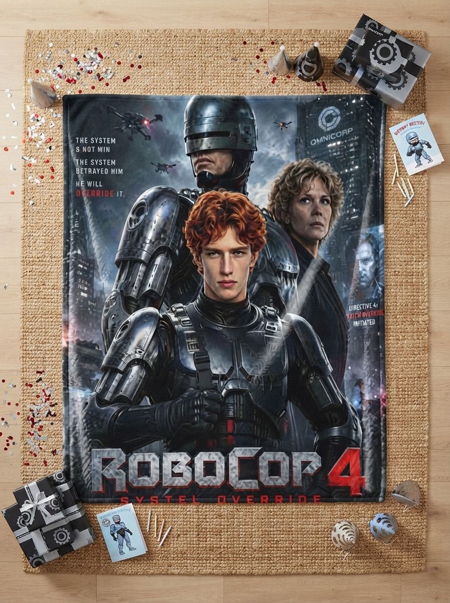 Custom Photo Flannel Blanket Personalized Sci-Fi Cyborg Armor Portrait Throw Ultra Soft Anti-Pilling Cozy Fleece Bed