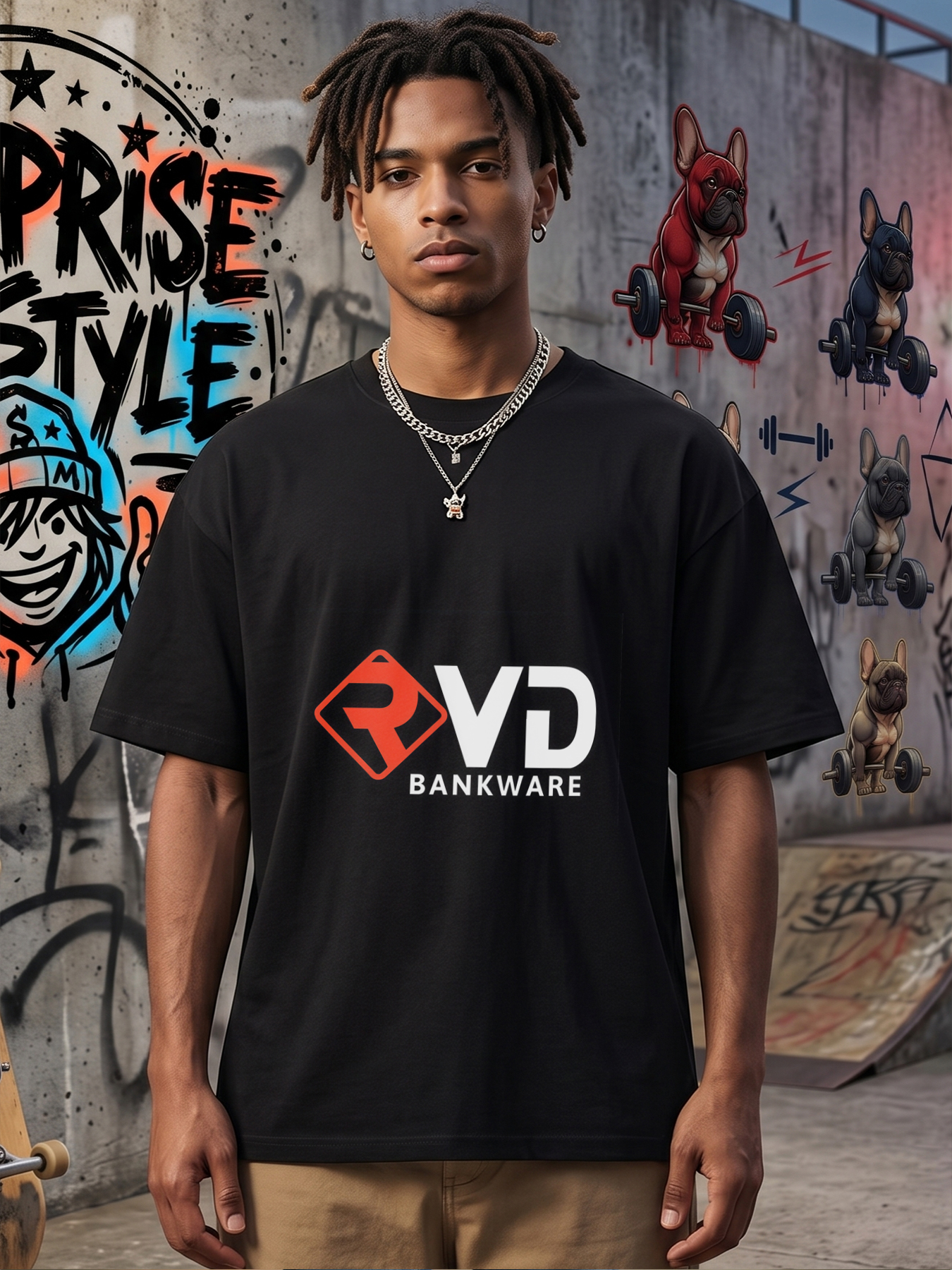 Men's Printed T-Shirt with PVD Bankware Logo Design Casual Round Neck Lightweight Breathable Summer Short Sleeve Tee for Daily Wear, Outdoor Activities, and Tech Enthusiasts