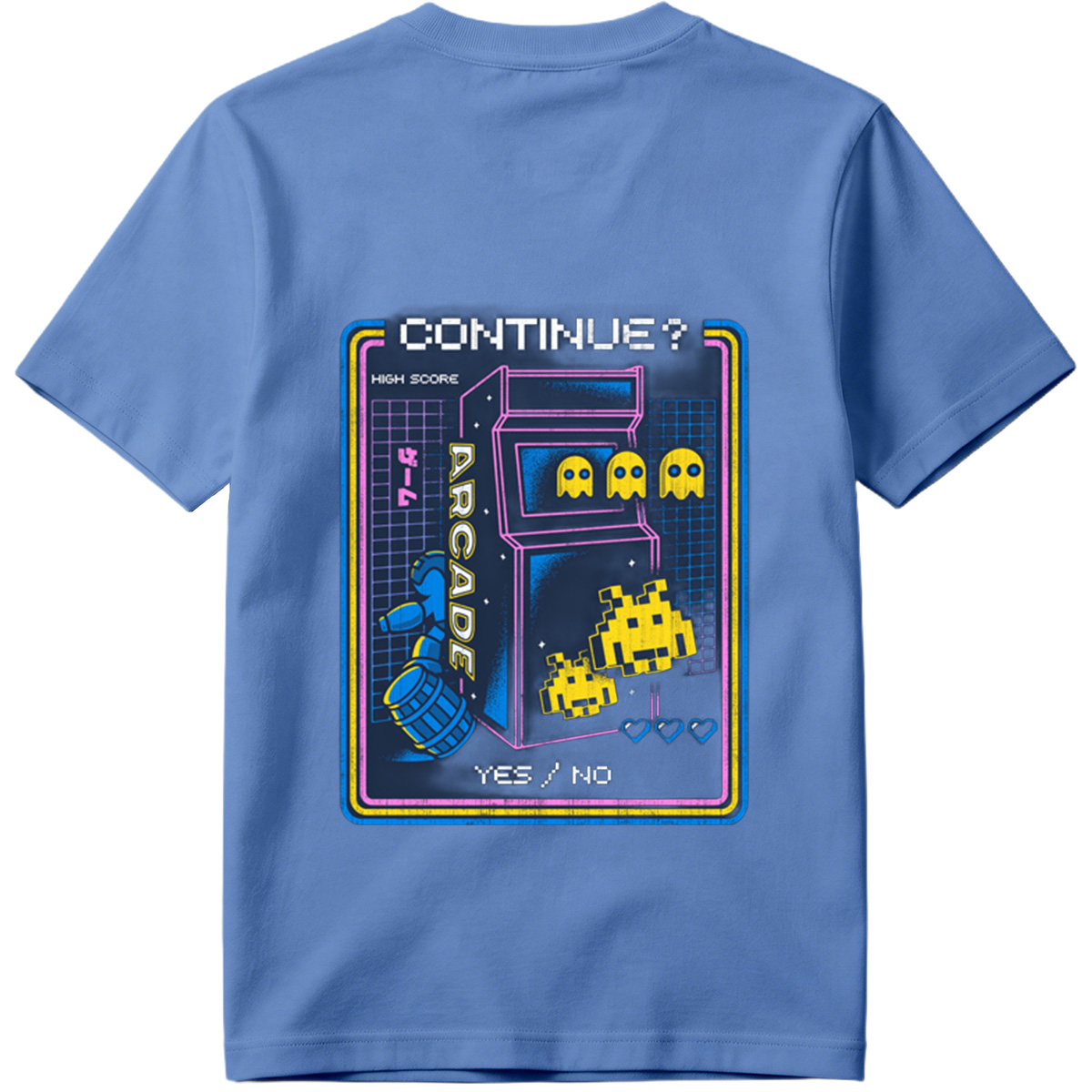 Pac-Man and Space Invaders Arcade Continue Screen - Tee
