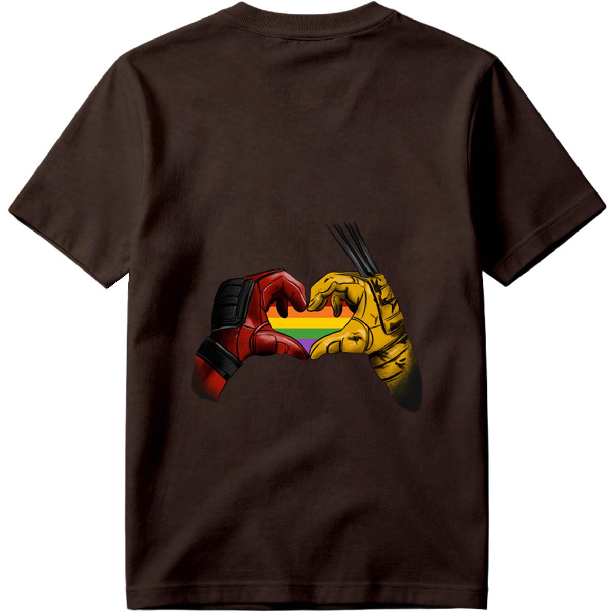 Deadpool and Wolverine Form a Rainbow Heart - Tee