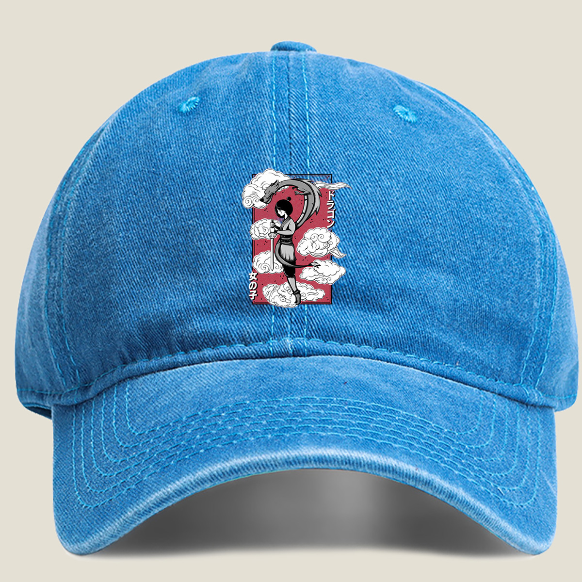Dragon Girl: Warrior and Serpent in the Clouds - Washed Denim - Baseball Cap