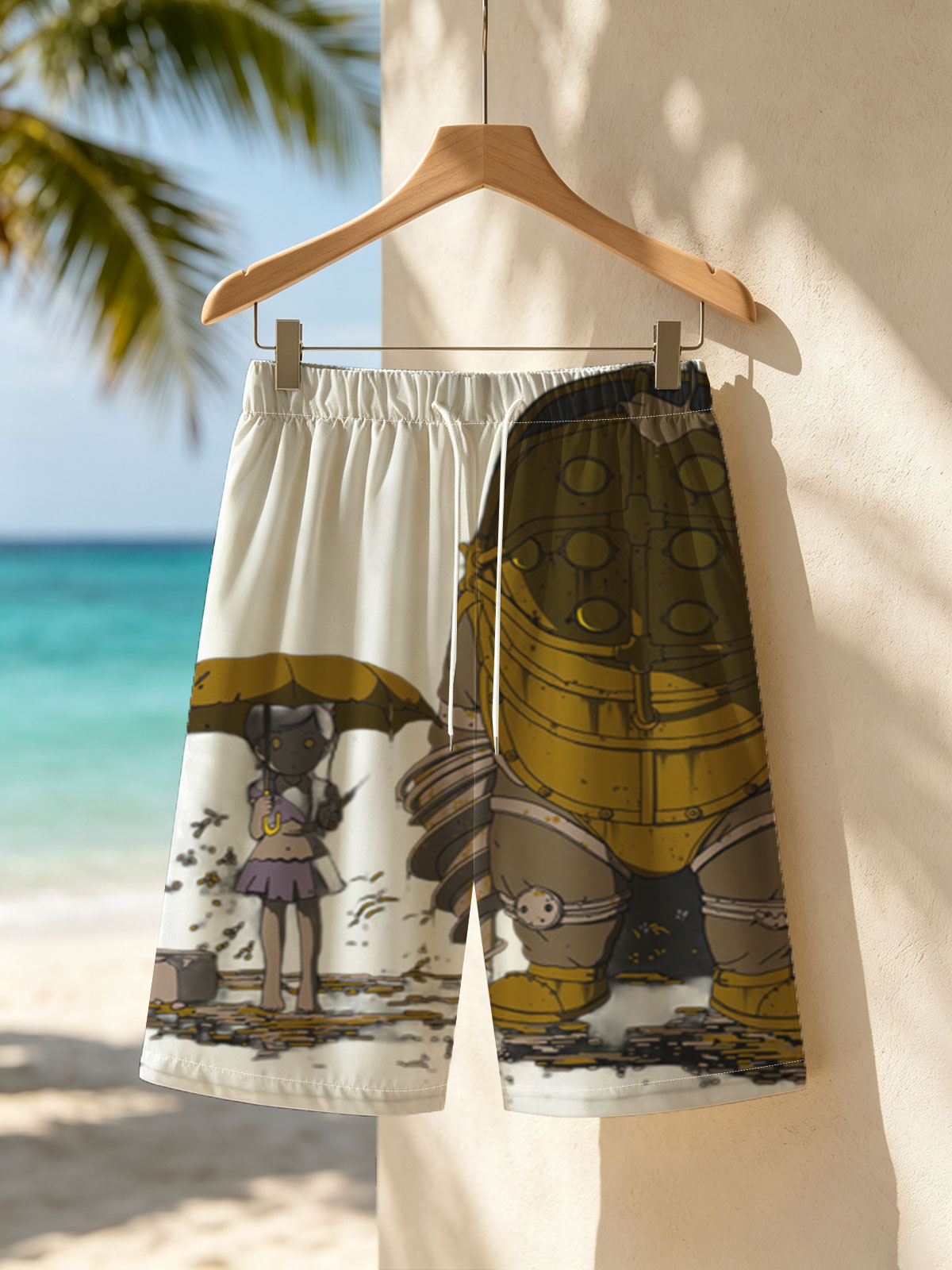 Rapture Sign, Little Girl with Umbrella, and Big Daddy from Bioshock -  Beach shorts