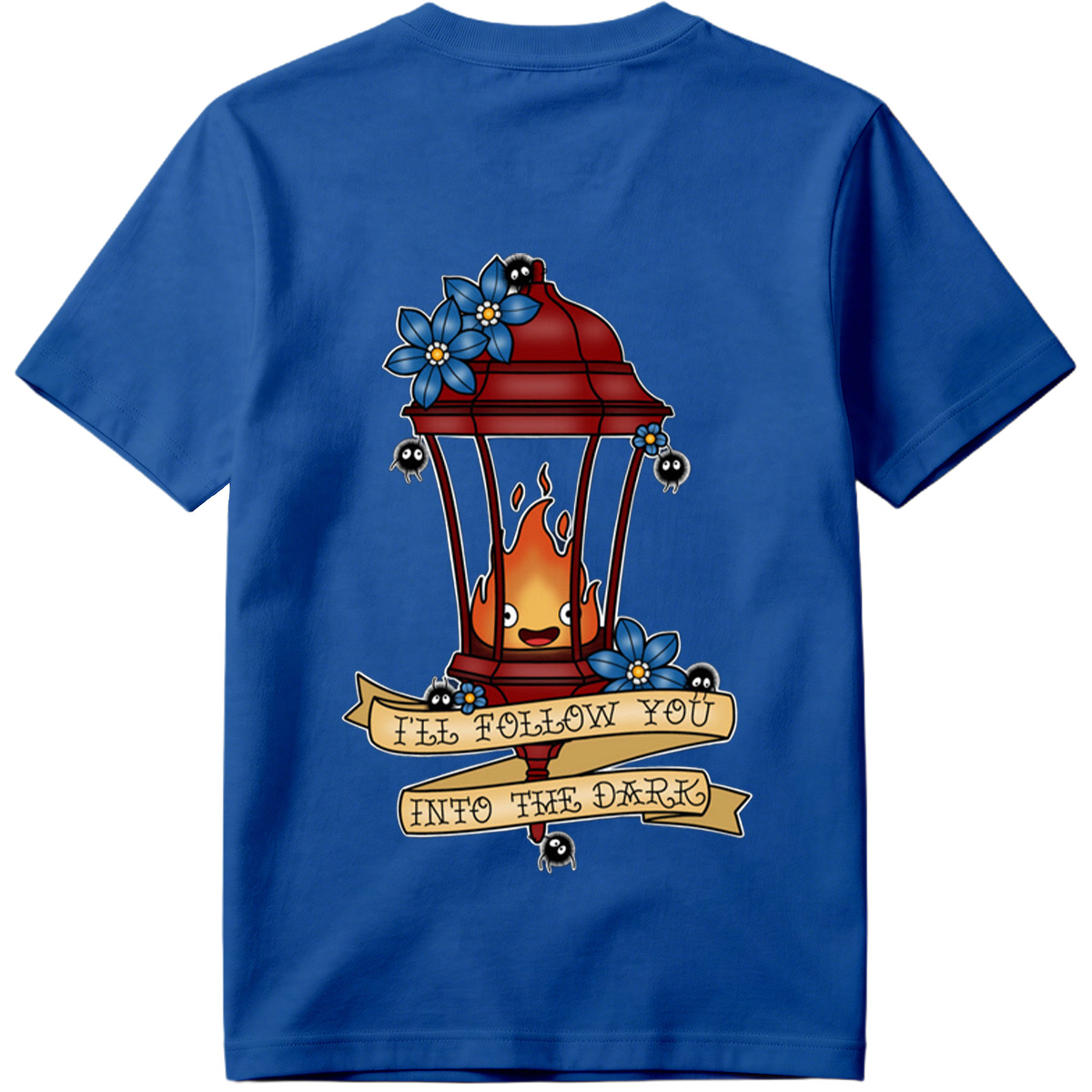 Lantern Flame with Blue Flowers and Moths: 