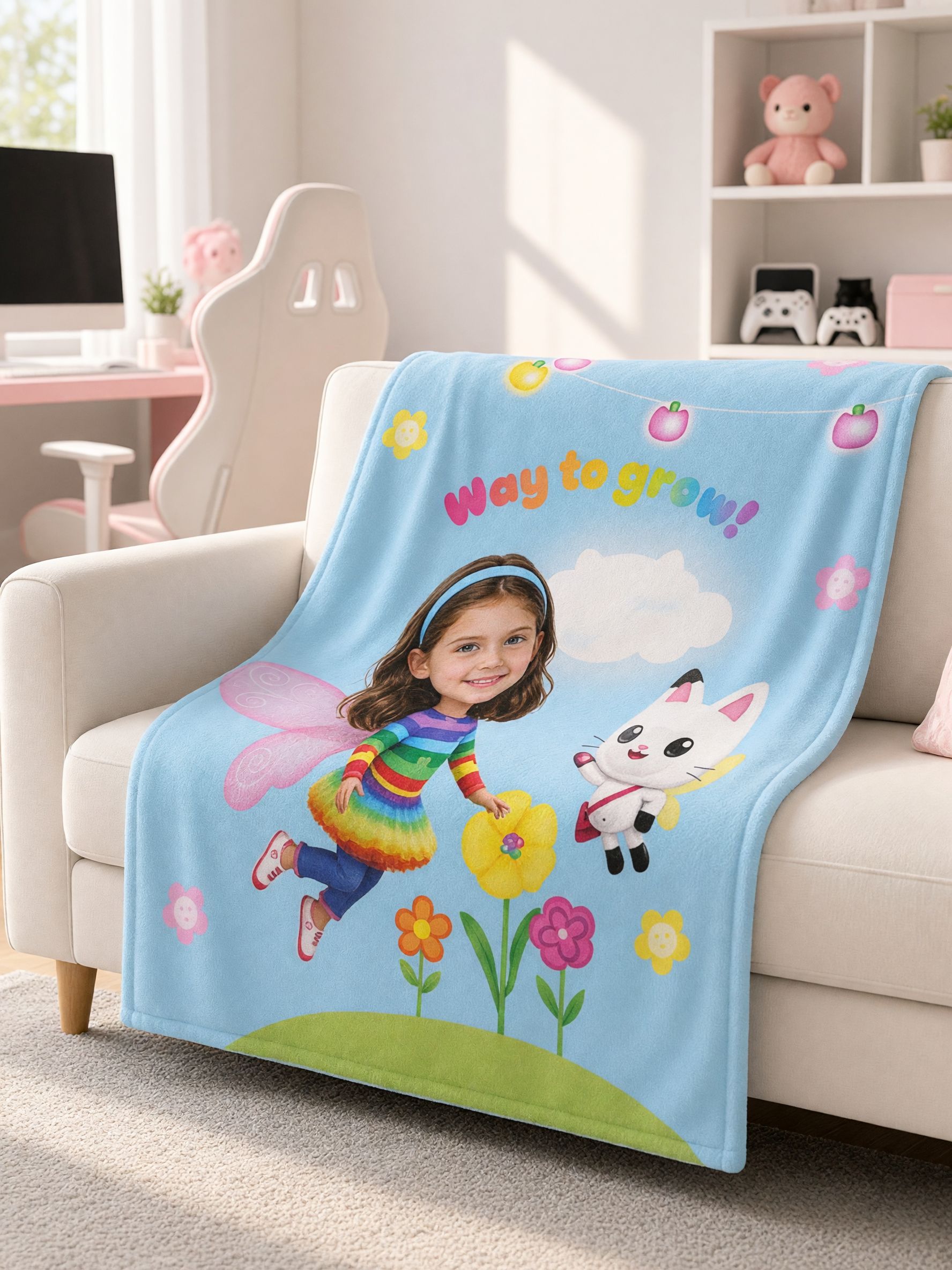 Custom Face Blanket Personalized Fairy Photo Ultra Soft Flannel Throw Lightweight Cozy Bedding Ideal Gift