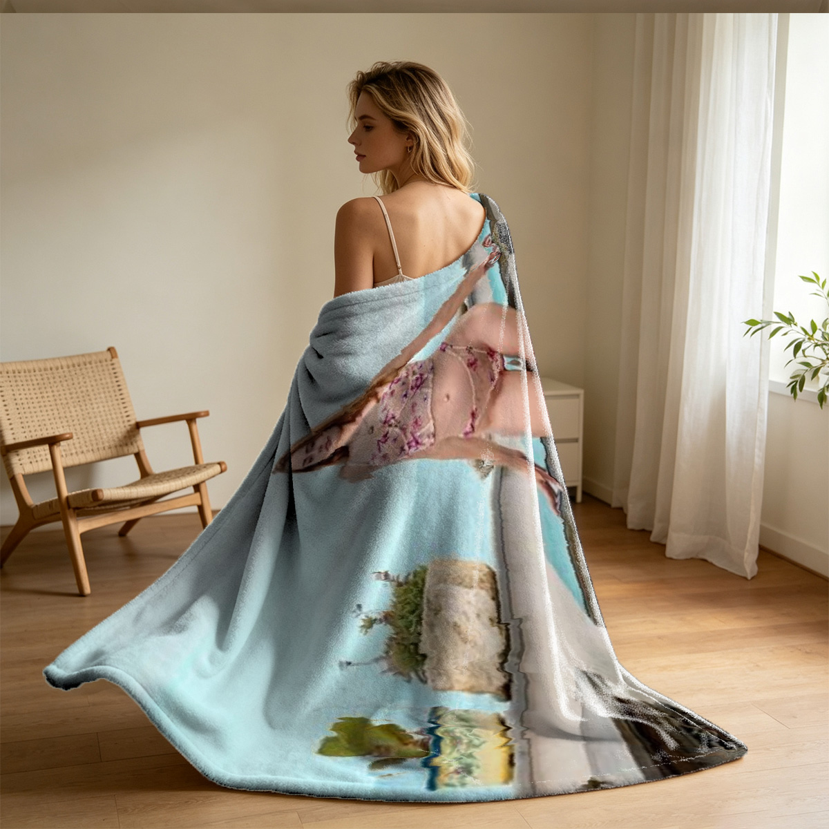 Christmas Lingerie Tease by the Tree - Blanket
