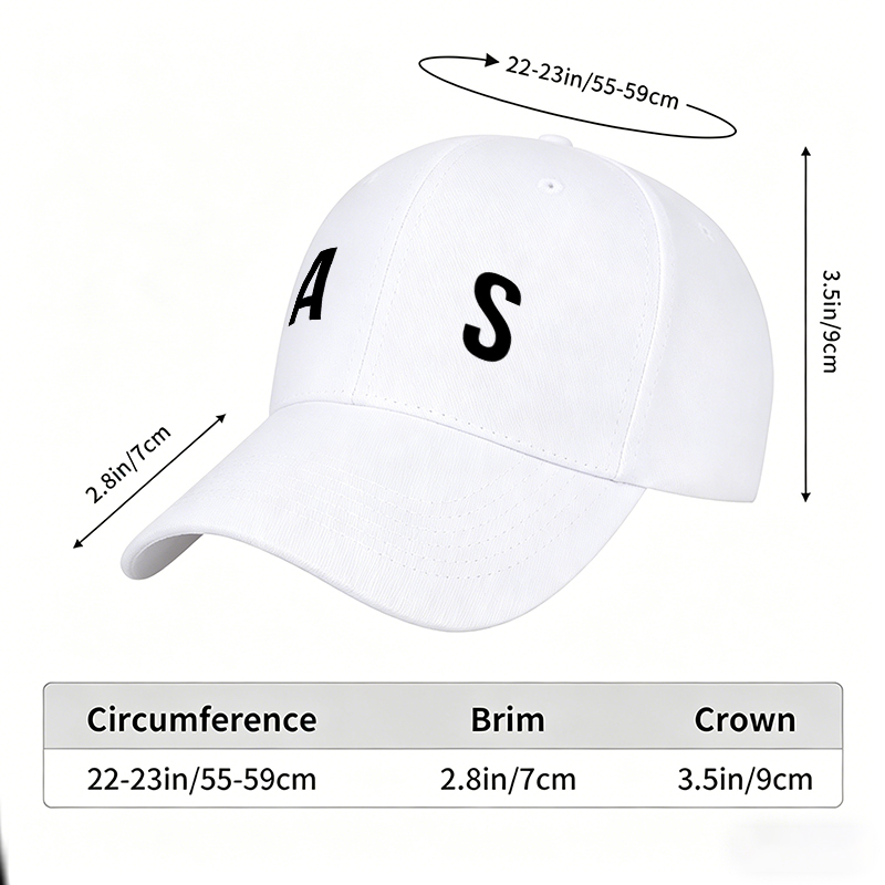 Unisex Classic Baseball Cap with AS Logo Print - Perfect for Outdoor Activities, Sports, and Casual Wear - Ideal for Men and Women Seeking Stylish Sun Protection and Comfortable Fit