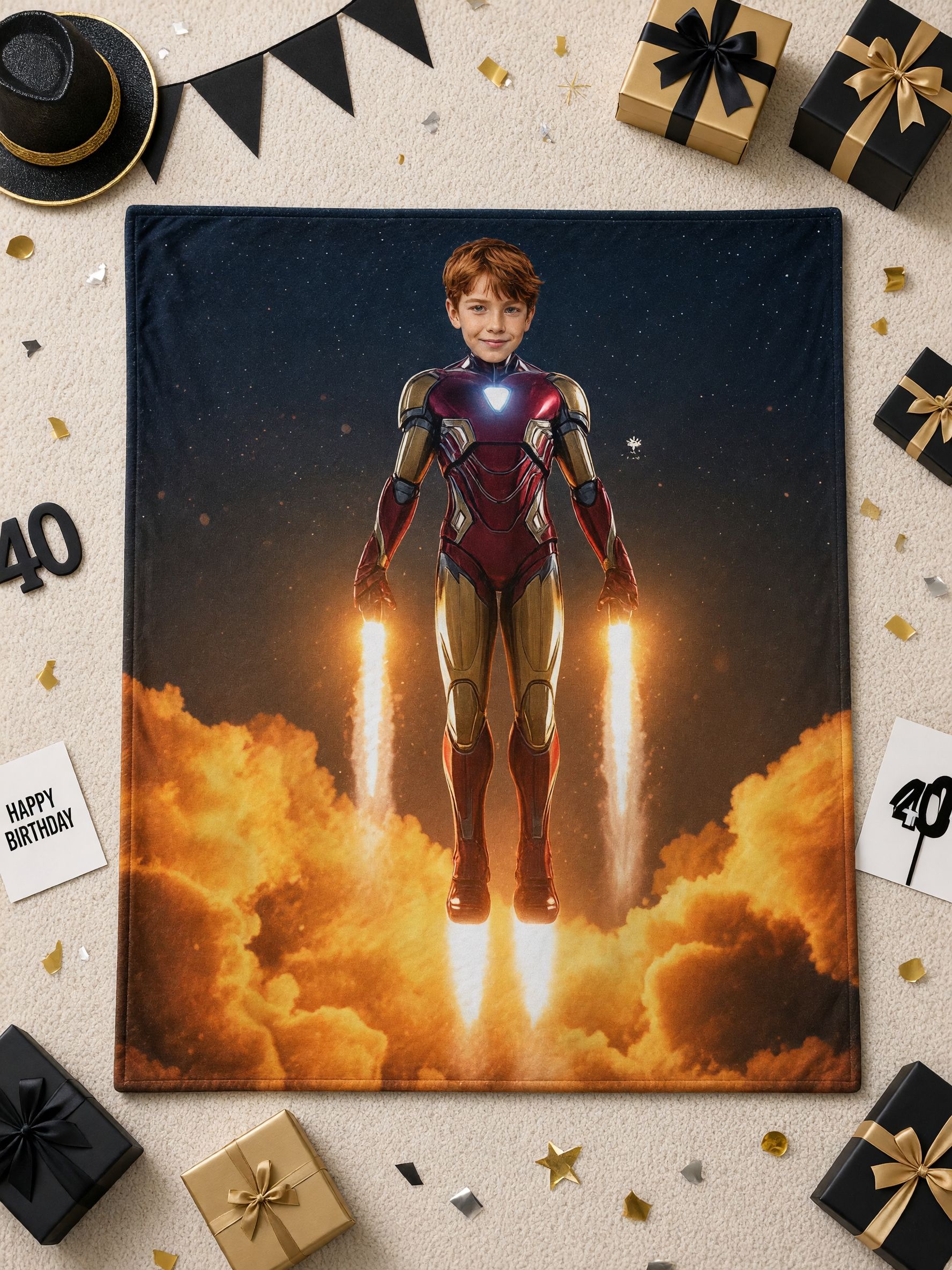 Custom Photo Superhero Flannel Fleece Throw Blanket Personalized Face Print Ultra Soft Warm Plush Blanket for Bed Sofa