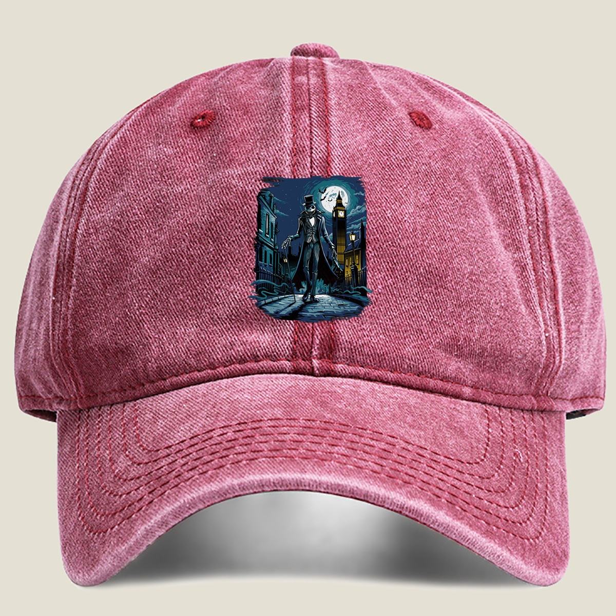 Jack Skellington in London - Washed Denim - Baseball Cap