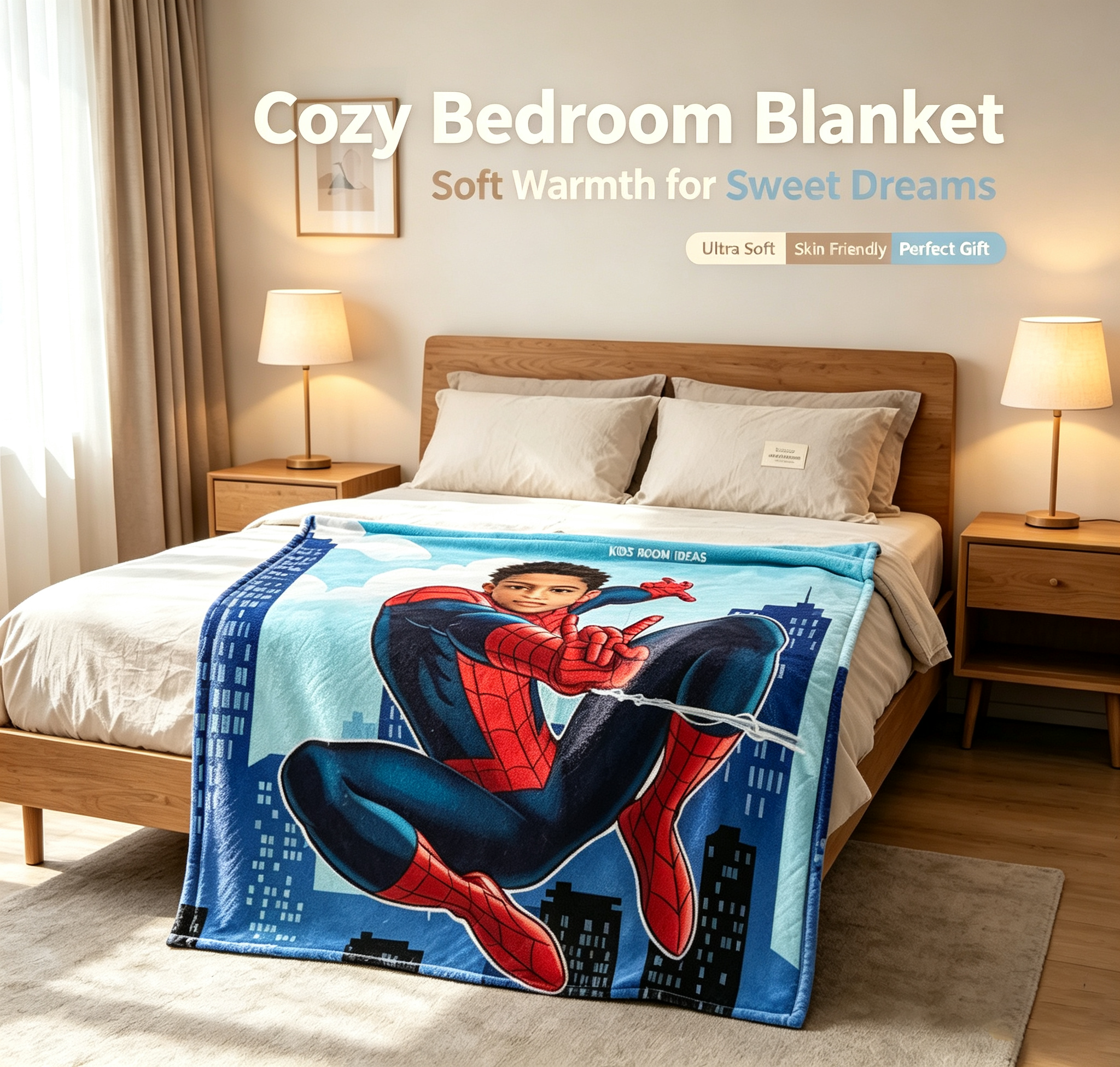 复制Custom Spider‑Man Personalized Photo Flannel Blanket | Make Your Kid A Superhero