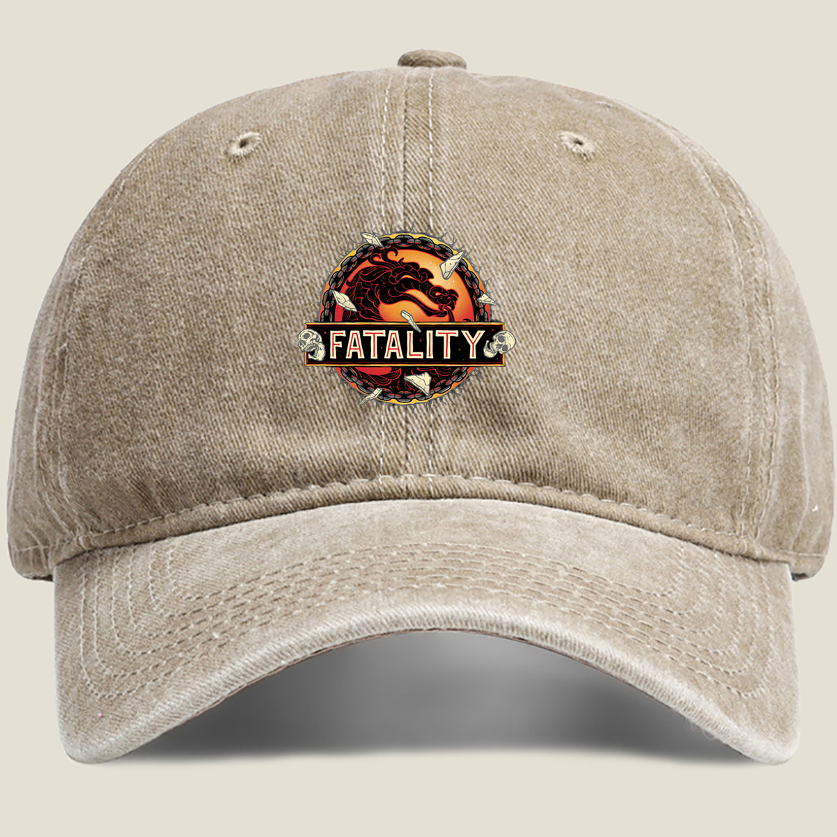 Mortal Kombat Fatality Logo - Washed Denim - Baseball Cap