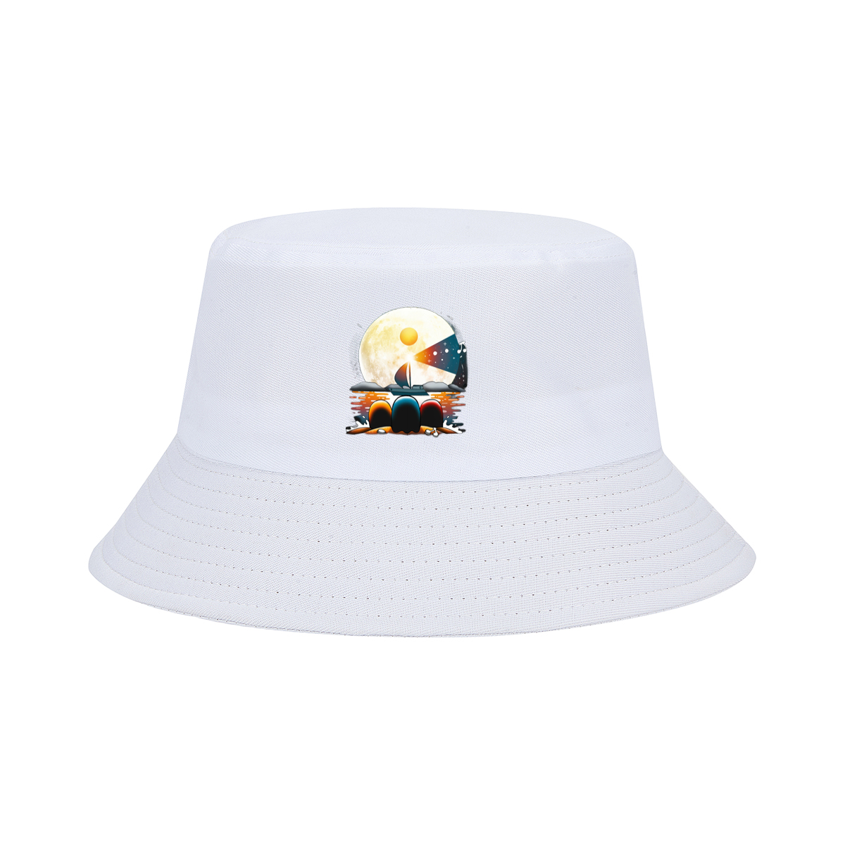 Sailboat Under the Moonlight with Musical Notes - Fisherman's Hat