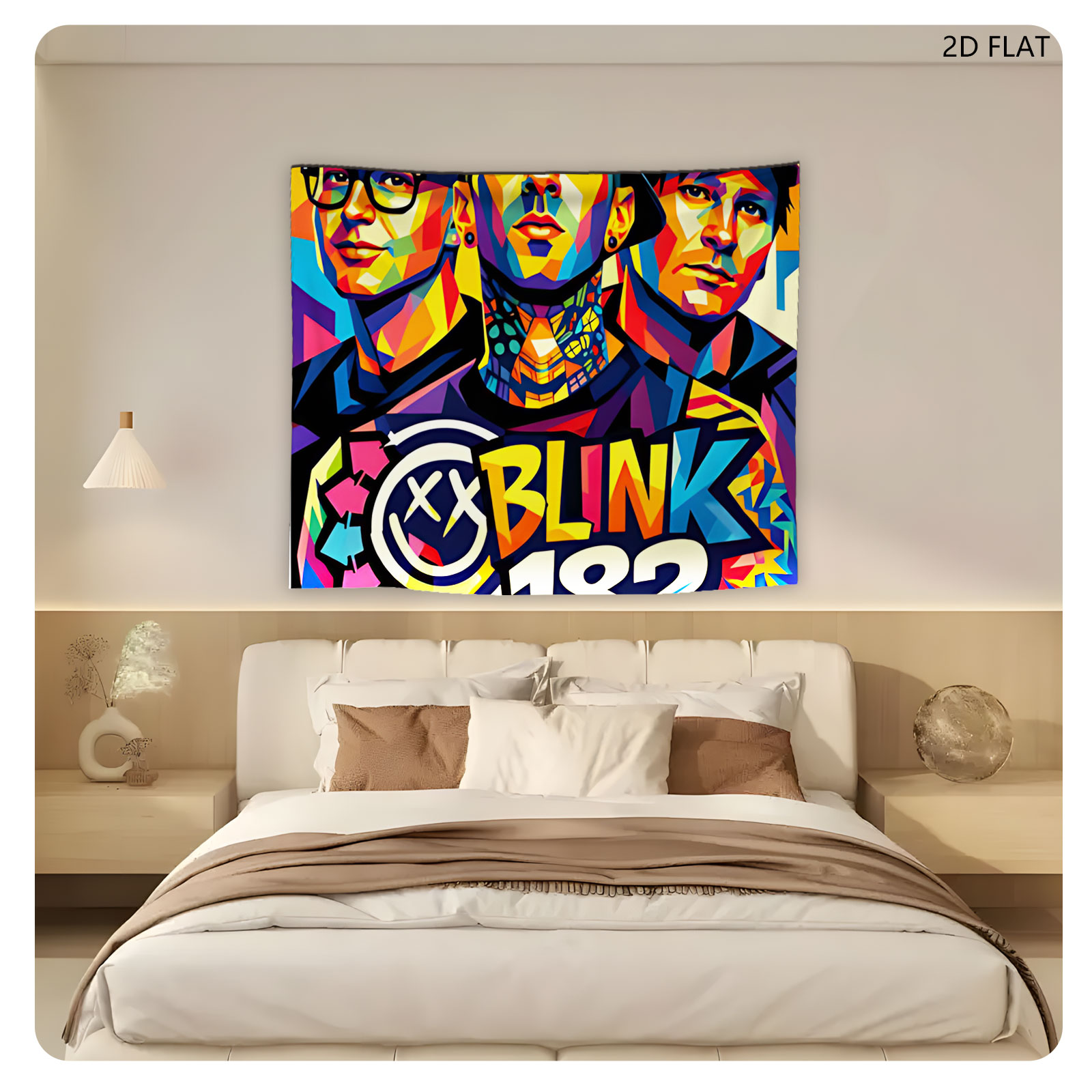 Blink-182 Band Members in Vibrant Pop Art Style - Tapestry