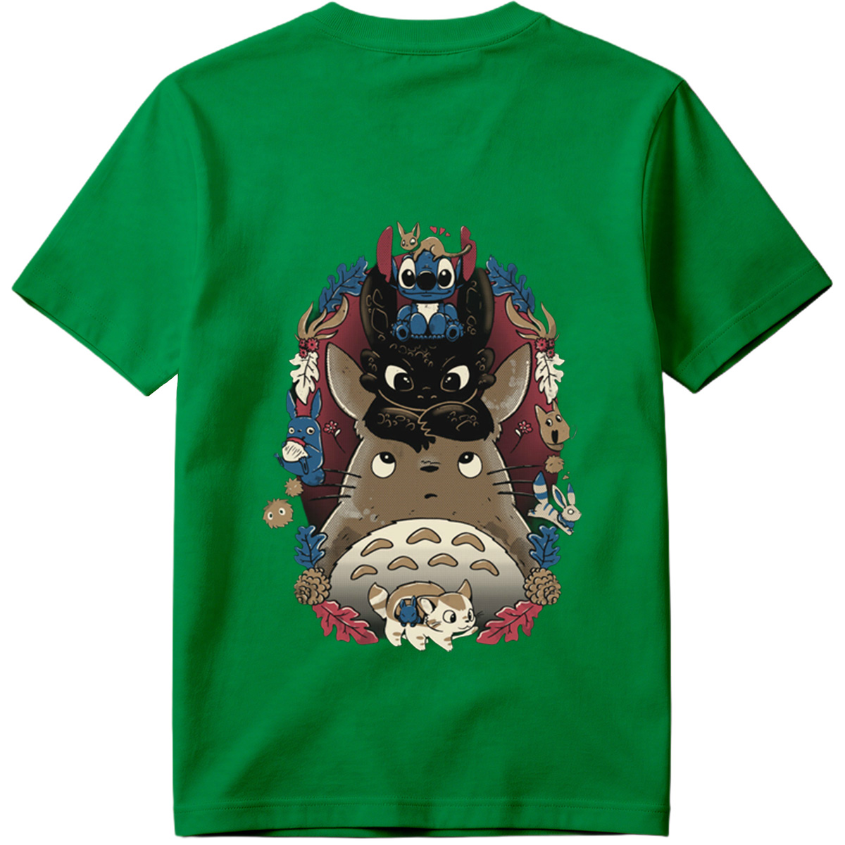 Totoro, Stitch, and Friends: A Whimsical Forest Gathering - Tee