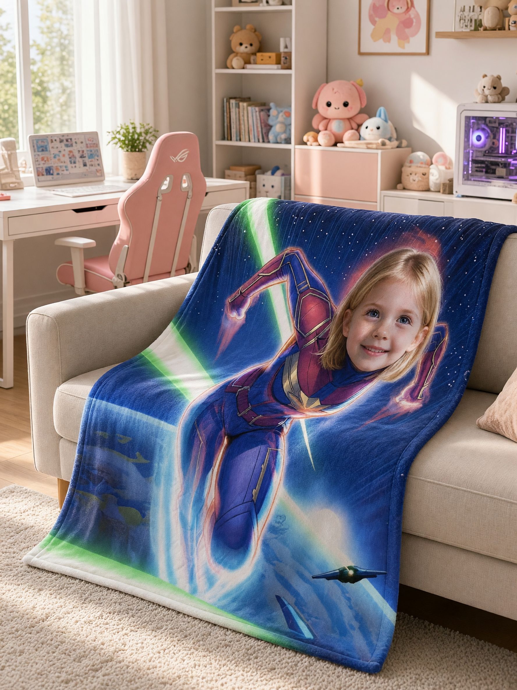 Custom Face Superhero Blanket Personalized Flannel Fleece Throw Cozy Plush Bed Cover Ideal Personalized Gift