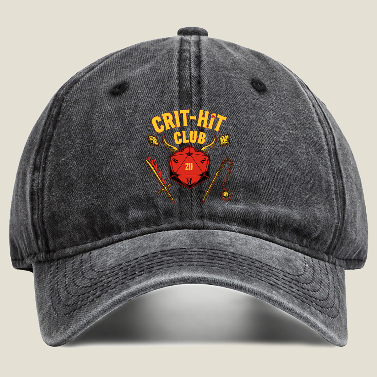 Crit-Hit Club: D&D Dice & Fantasy Gear - Washed Denim - Baseball Cap