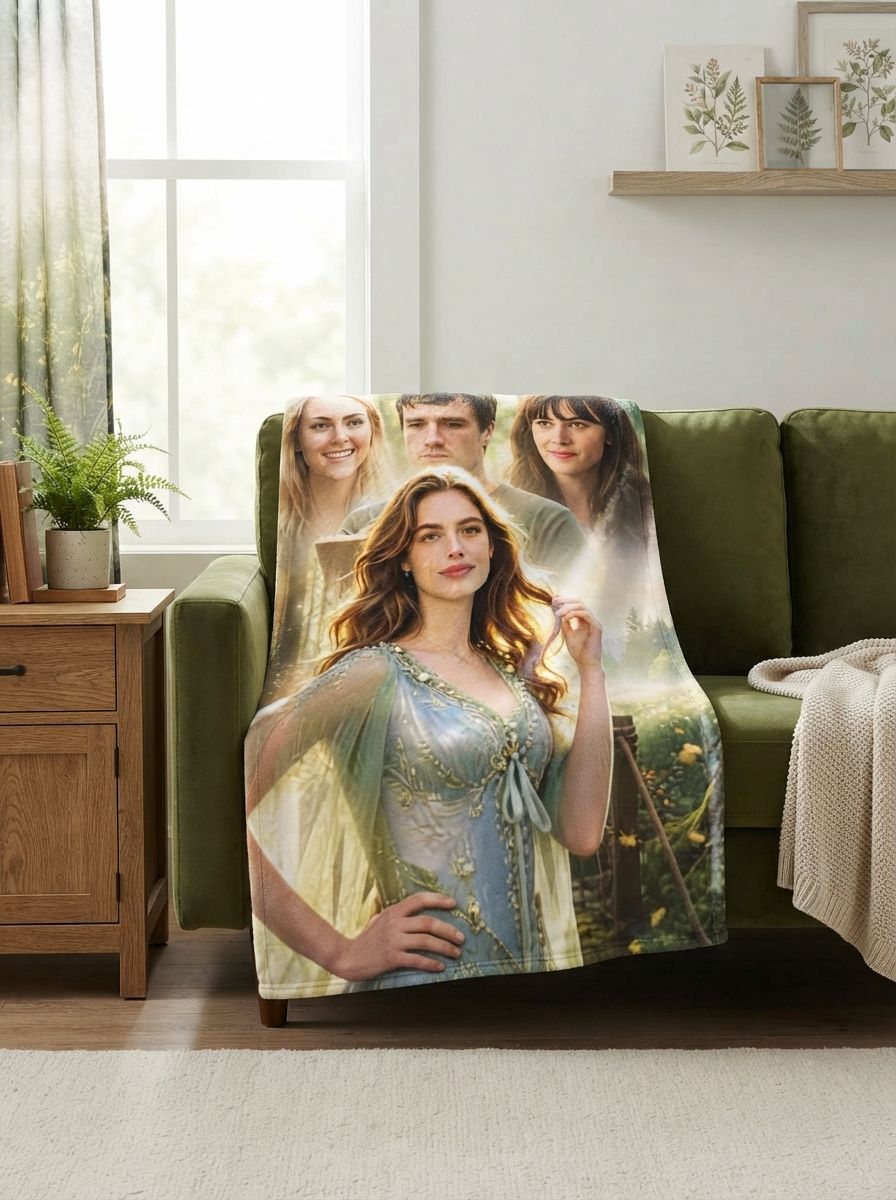 Custom Photo Face Blanket Personalized Flannel Throw Ultra Soft Cozy Fleece Blanket Keepsake Gift for Bed and Couch